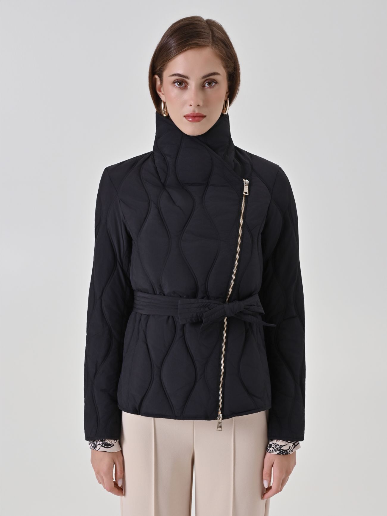 Black Biker Puffer Jacket det_2
