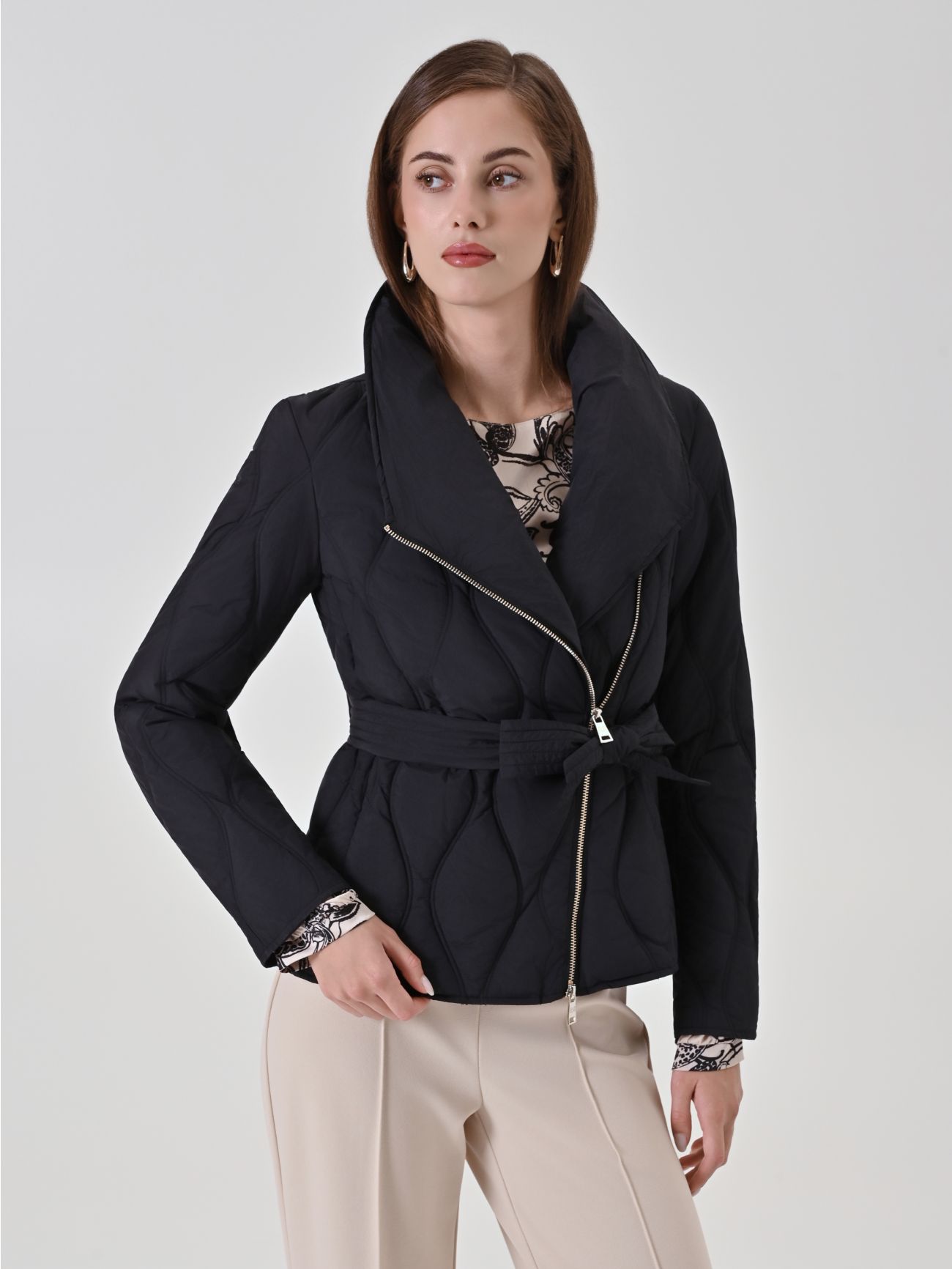Black Biker Puffer Jacket in_i7