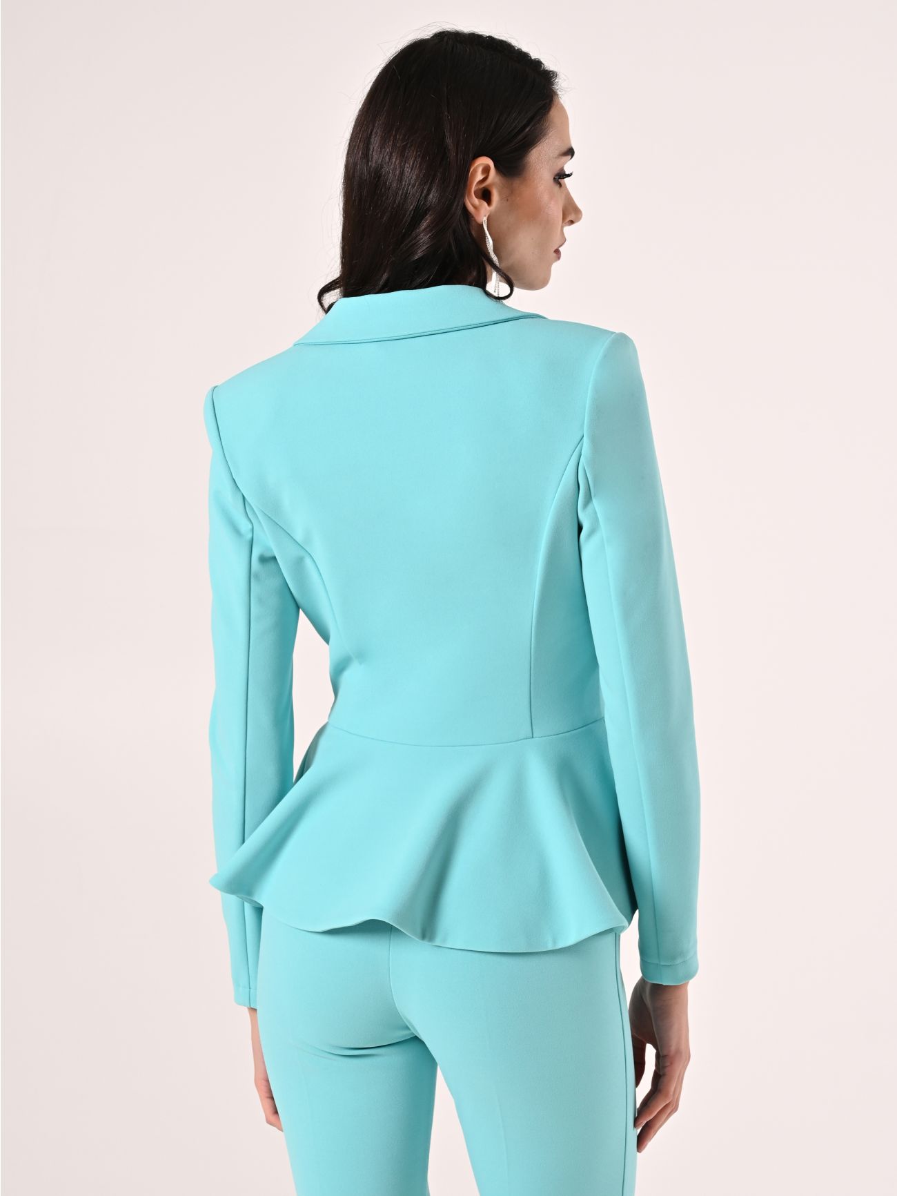 Aqua Green Jacket in Scuba Crepe det_3