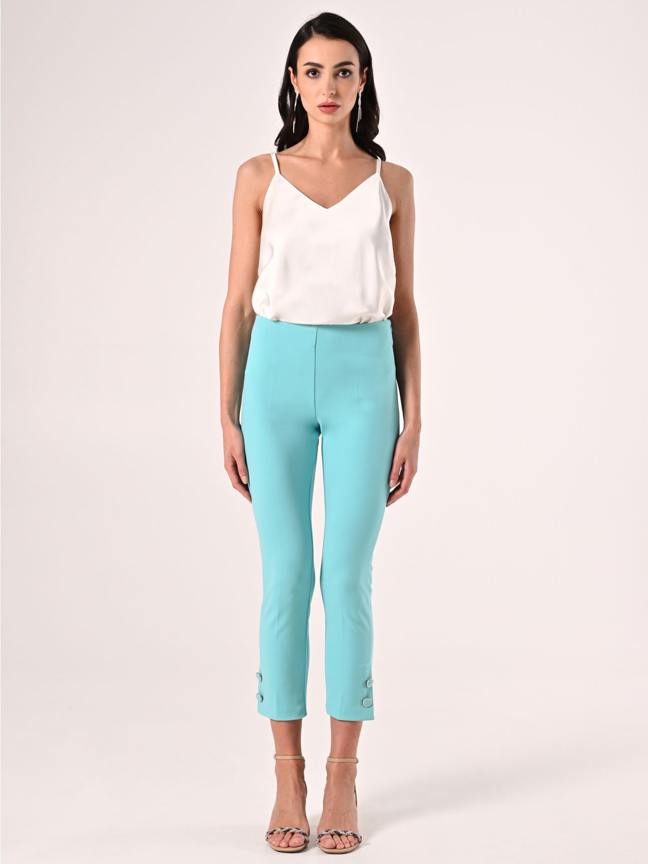 Pantaloni Verde Acqua in Scuba mano Crepe det_1
