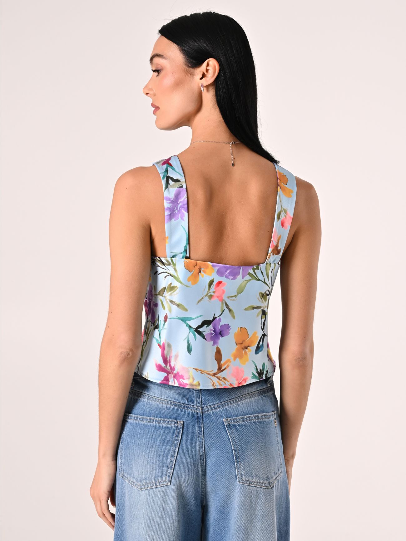 Floral-print Top with Knot det_3