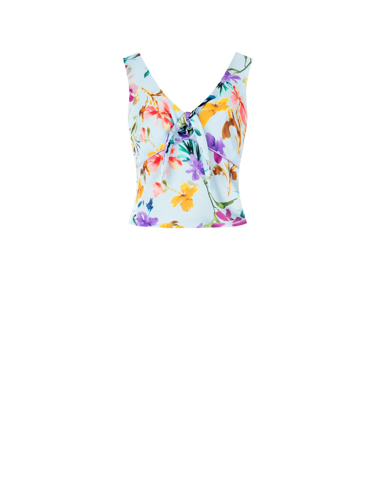 Floral-print Top with Knot det_4
