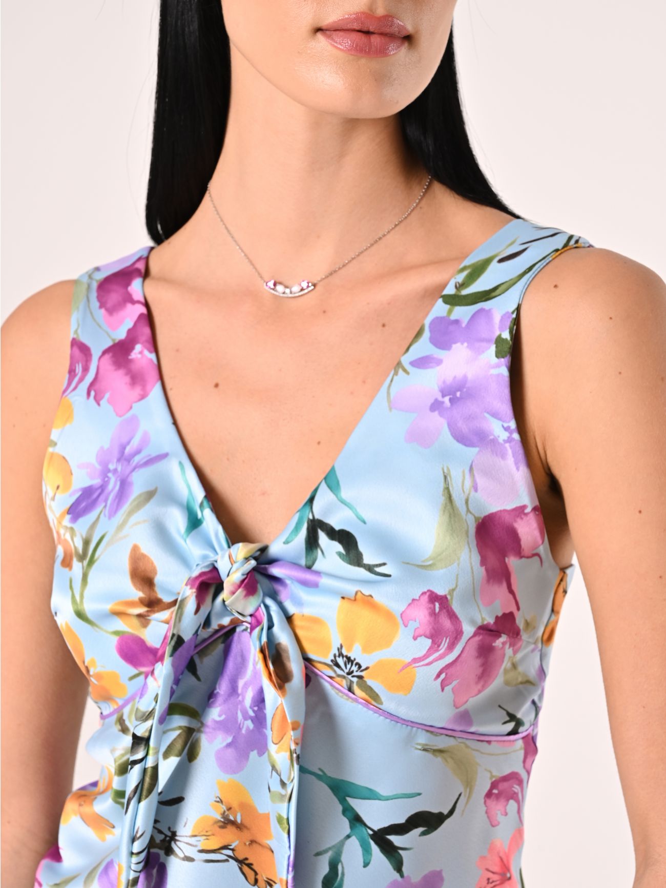 Floral-print Top with Knot in_i5