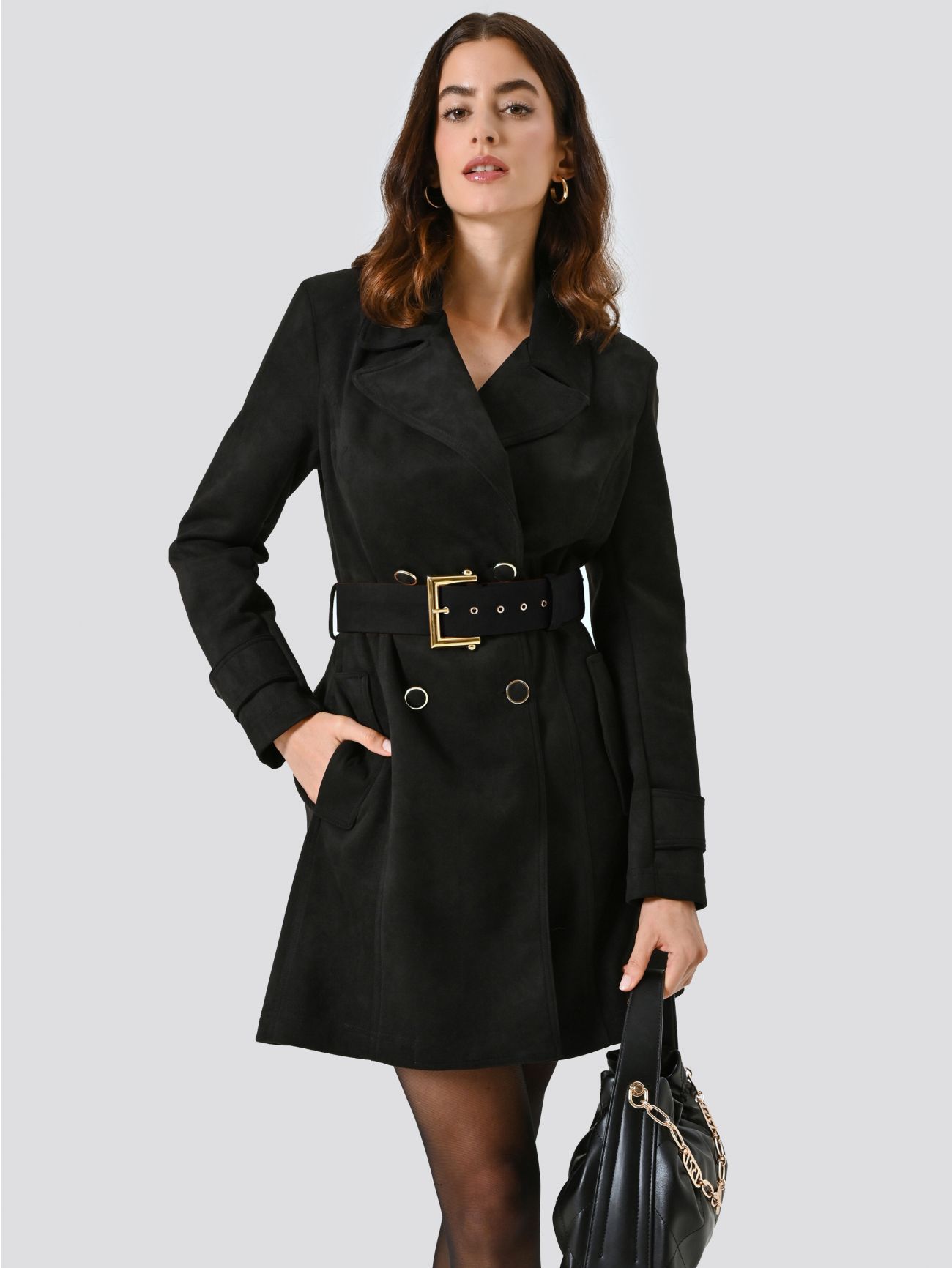 Suede-effect Trench Coat  Rinascimento