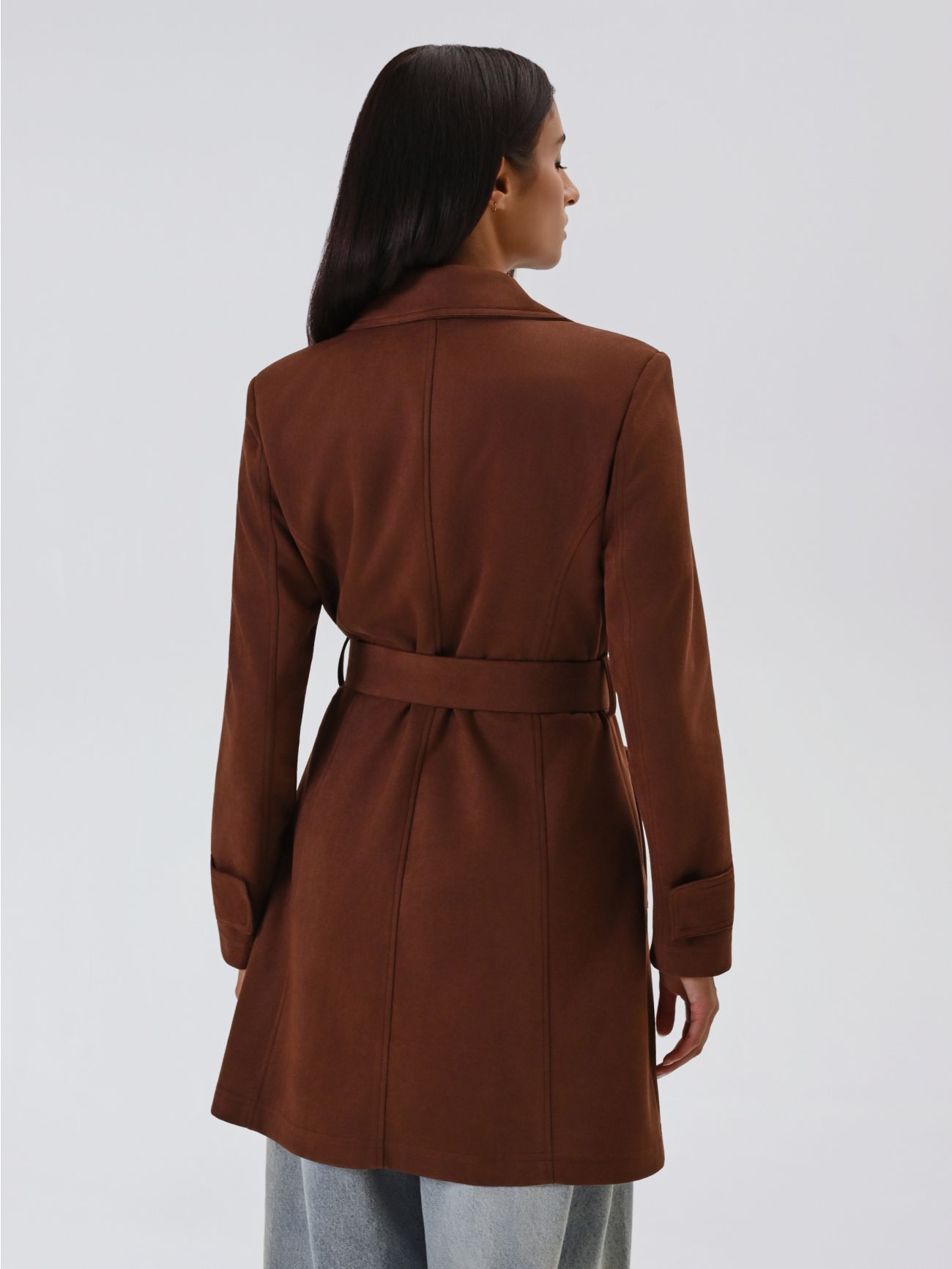 Trench Marrone effetto Camoscio det_3