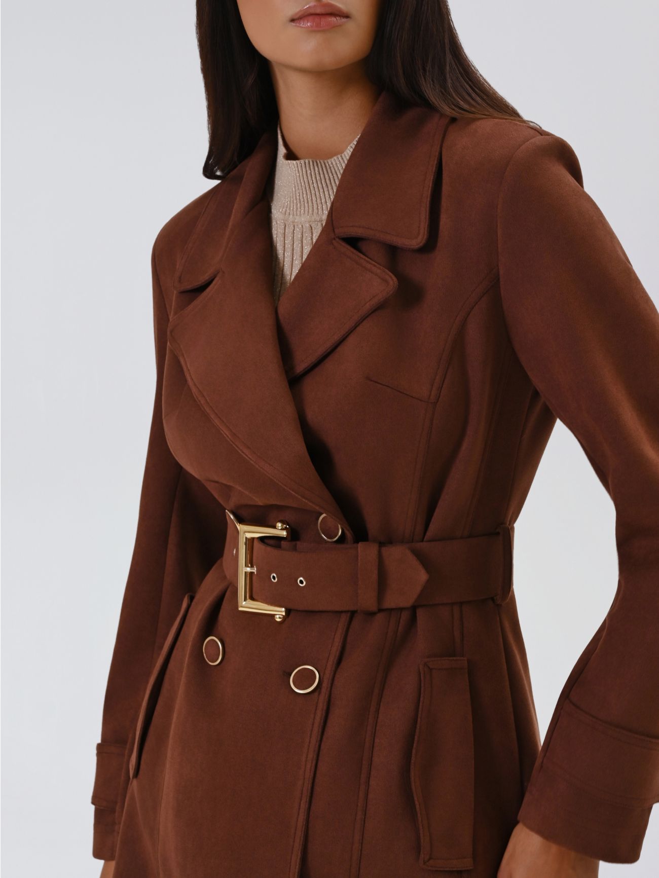 Trench Marrone effetto Camoscio in_i5
