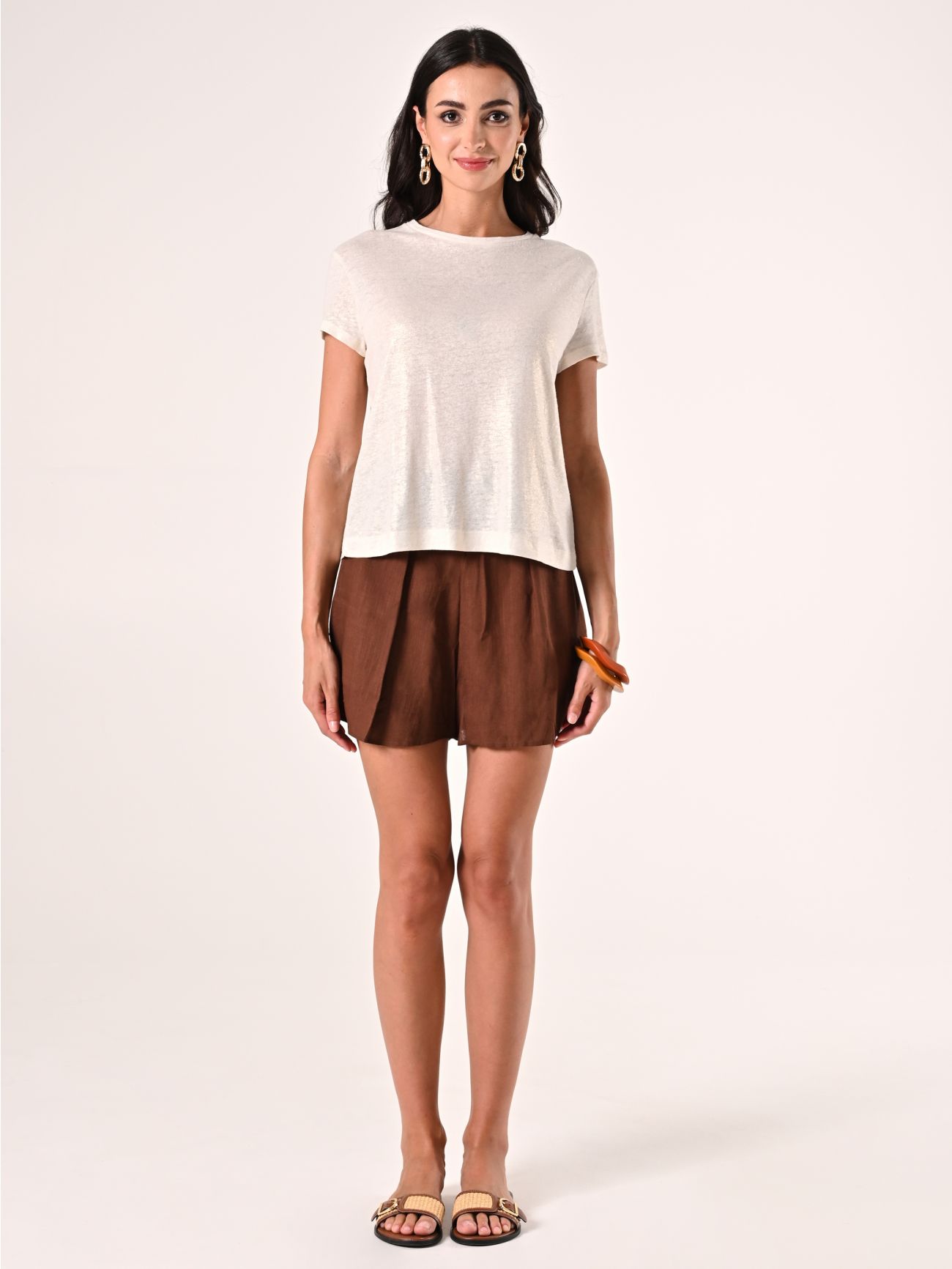 T-Shirt Lino Viscosa Beige det_1