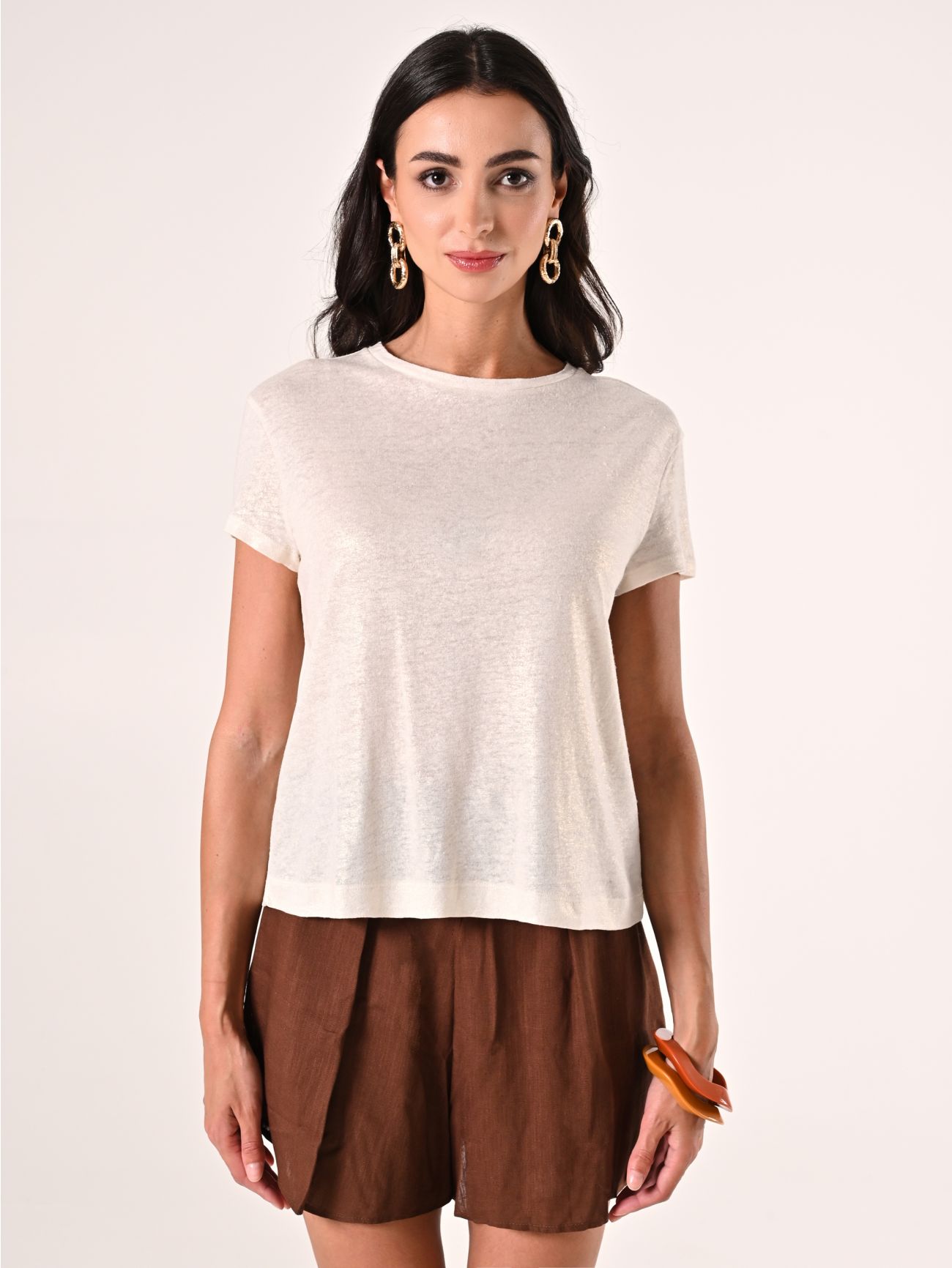T-Shirt Lino Viscosa Beige det_2