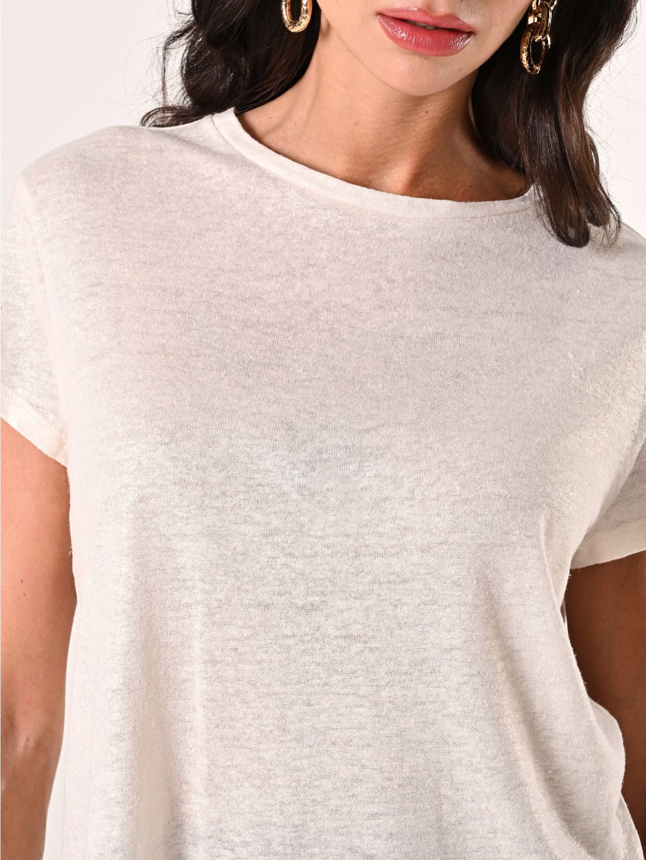 T-Shirt Lino Viscosa Beige in_i5