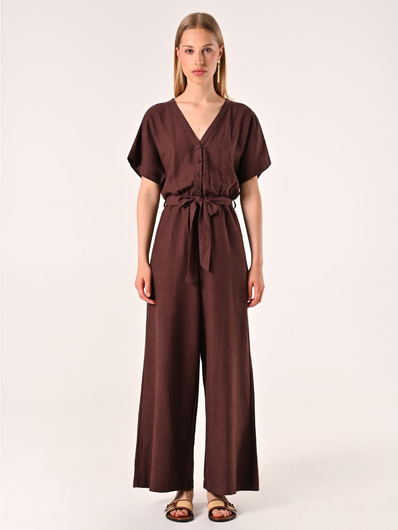 Chocolate Jumpsuit in Linen Cotton det_1