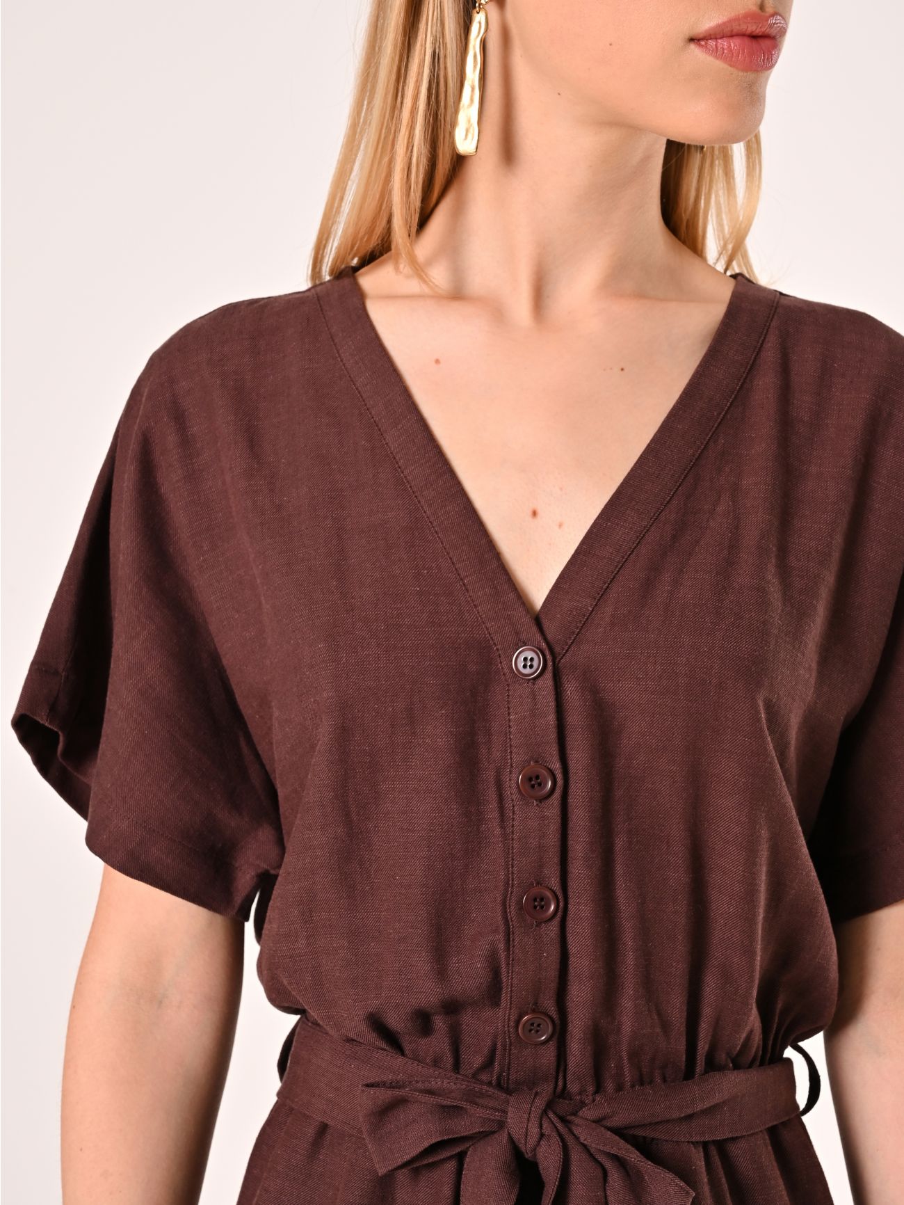 Chocolate Jumpsuit in Linen Cotton in_i5