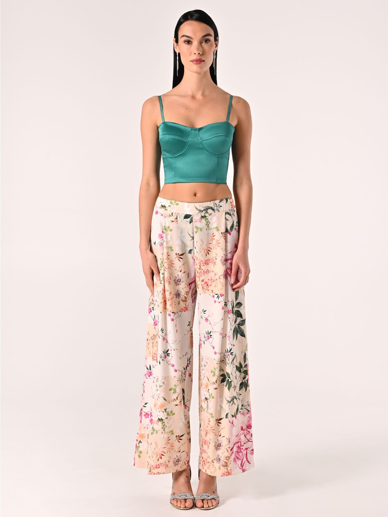 Royal Green Structured Satin Corset Top det_1