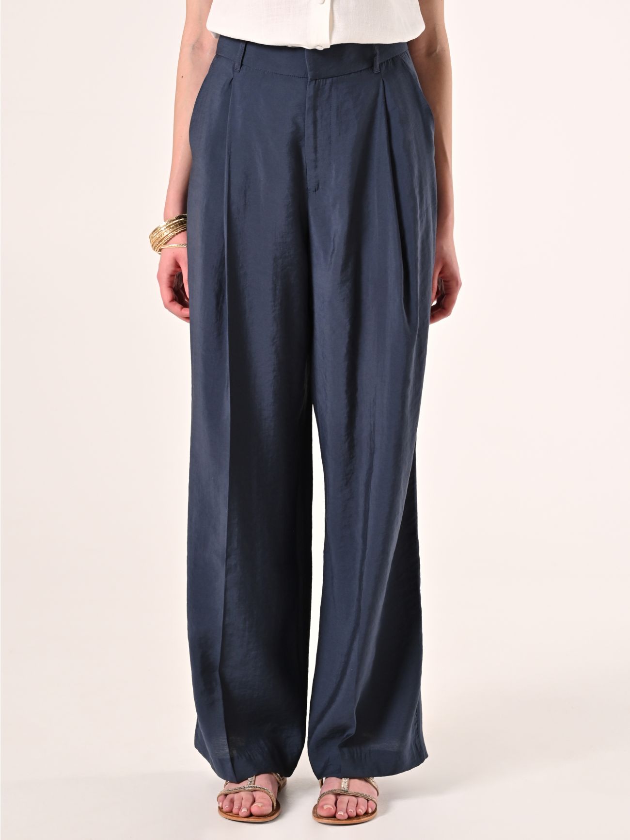 Wide Trousers in Blue Modal Blend det_2