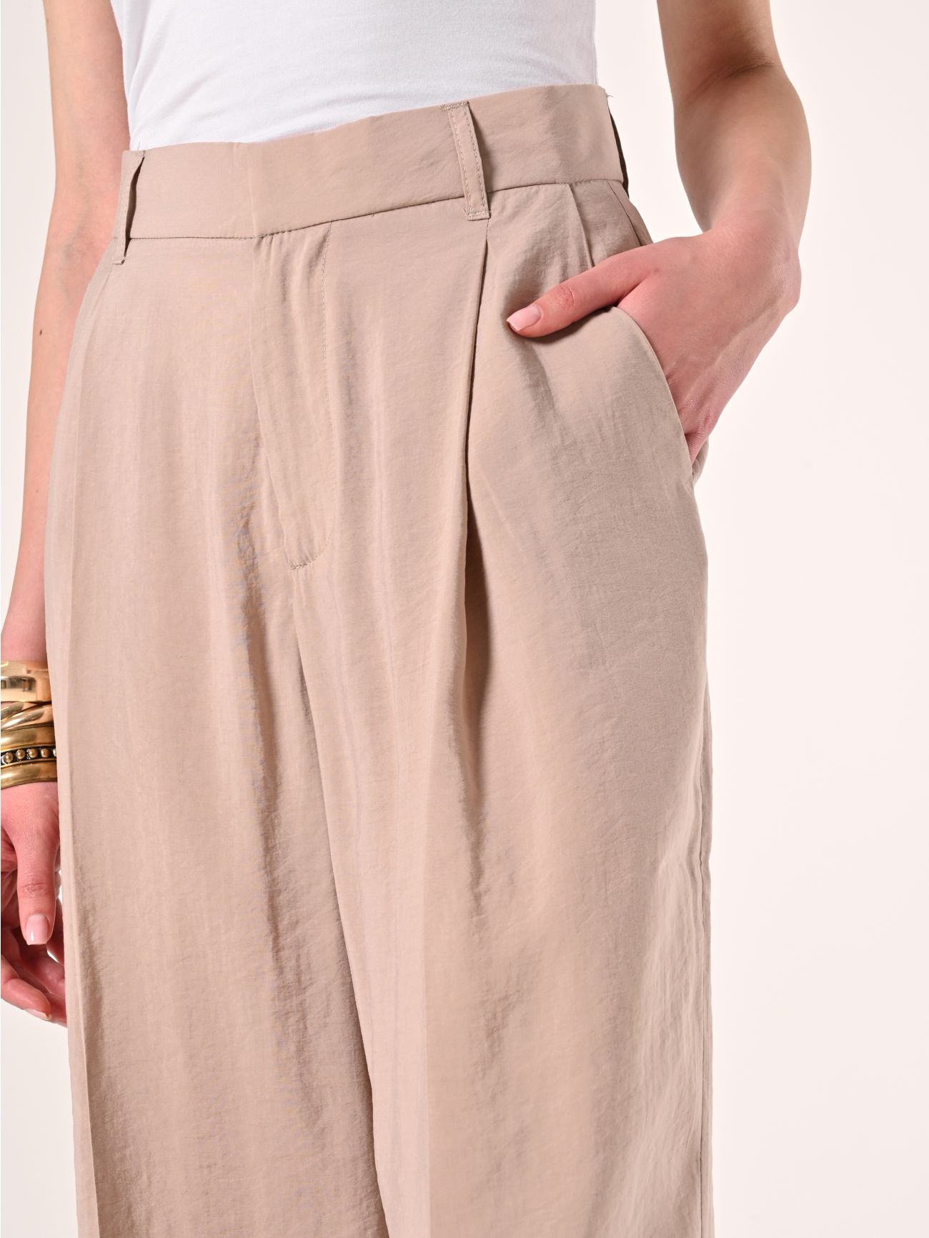 Wide Trousers in Dark Beige Modal Blend in_i5
