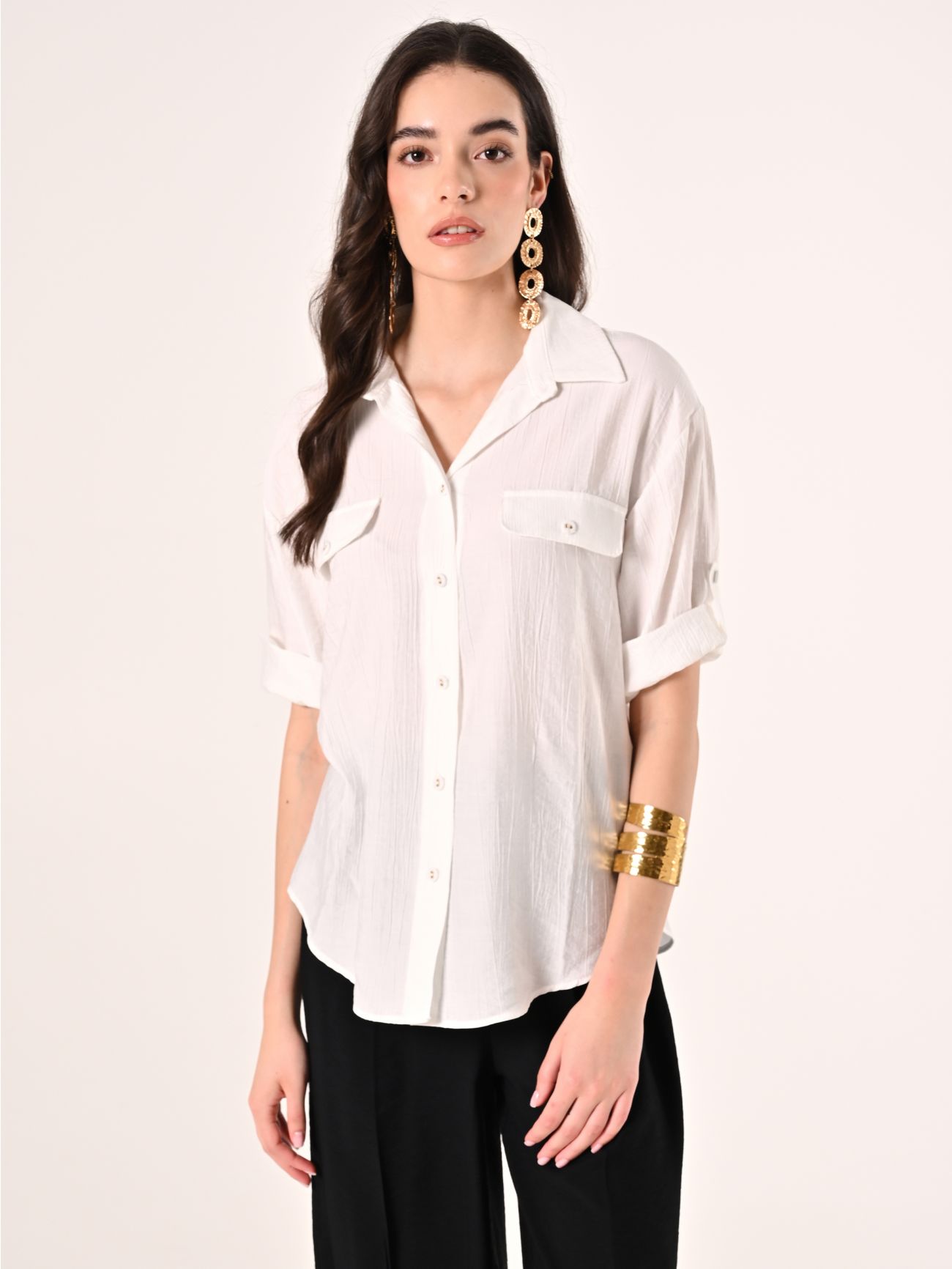 Camicia effetto Goffrato in Misto Viscosa in_i7