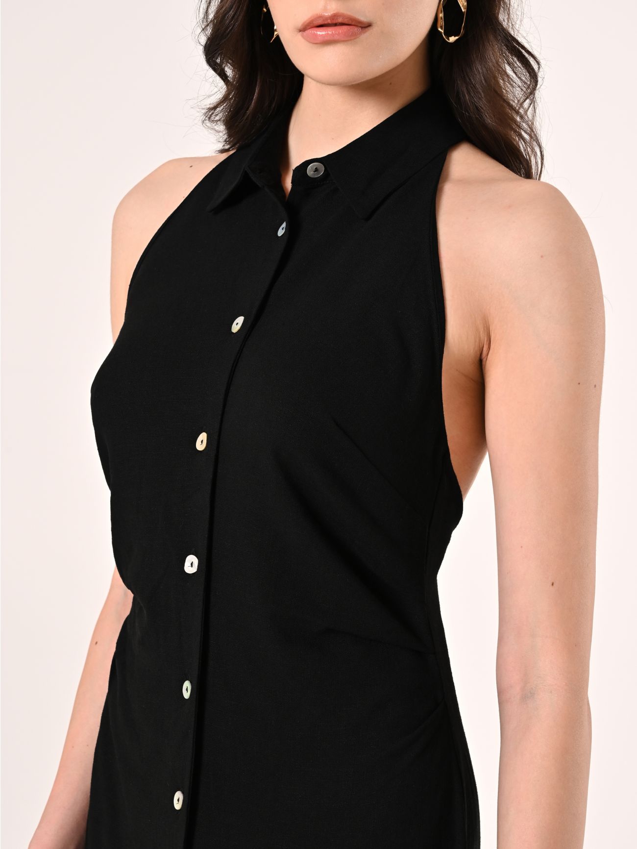 Hemdblusenkleid aus Leinen und Viskose in Schwarz in_i5