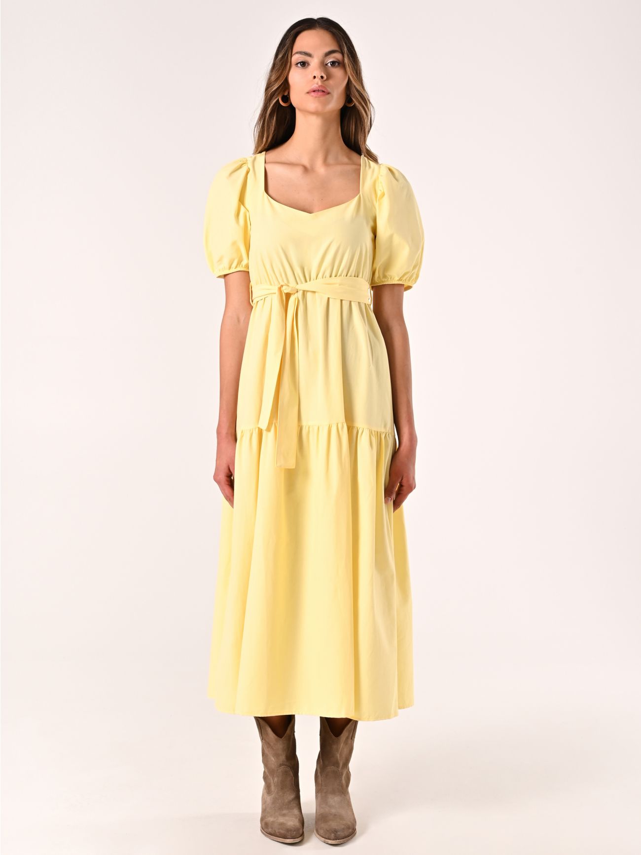 Abito Giallo in Misto Cotone  det_1