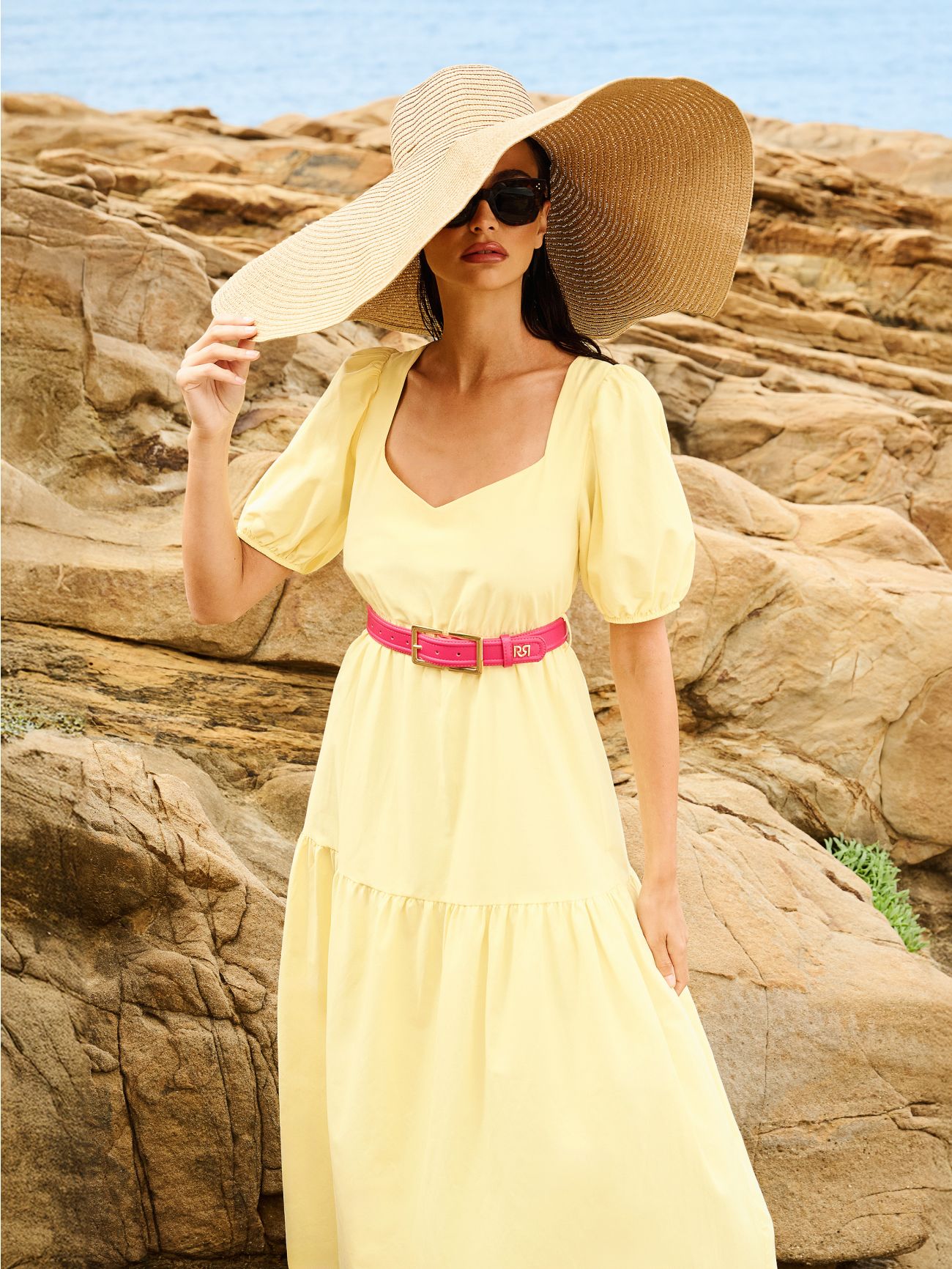 Gelbes Kleid aus Baumwollmischung sp_e1