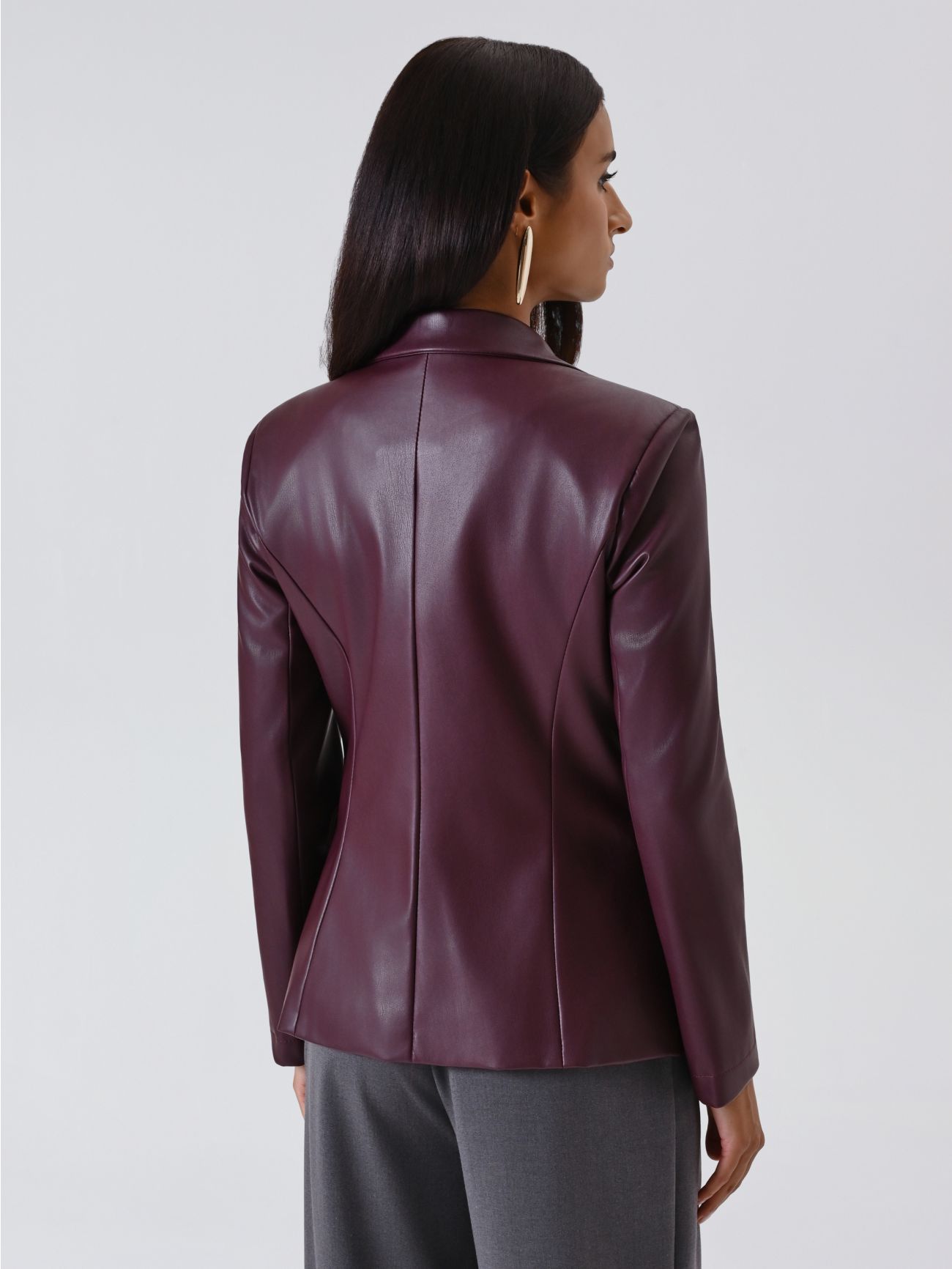 Burgundy Faux Leather Jacket det_3