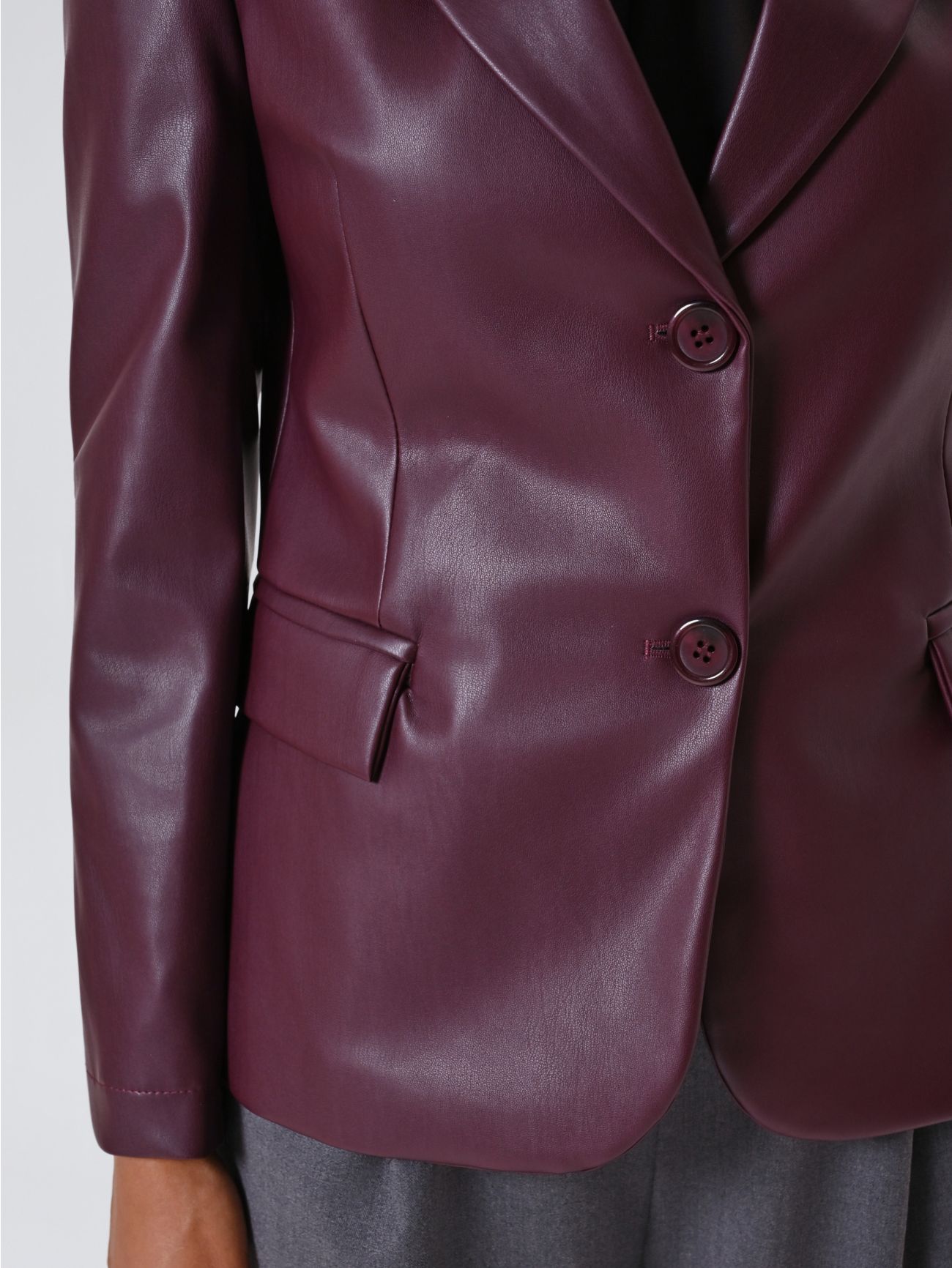 Burgundy Faux Leather Jacket in_i5