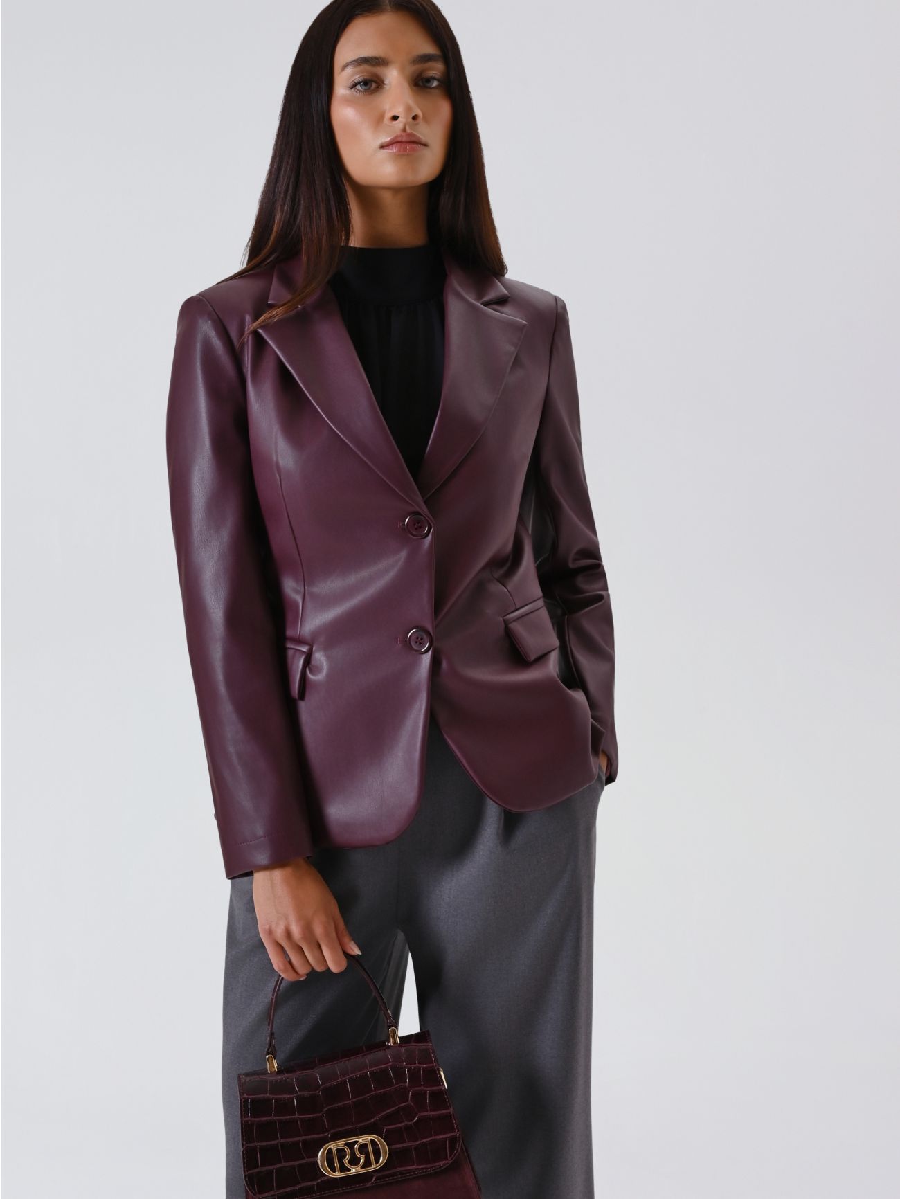 Burgundy Faux Leather Jacket sp_e1