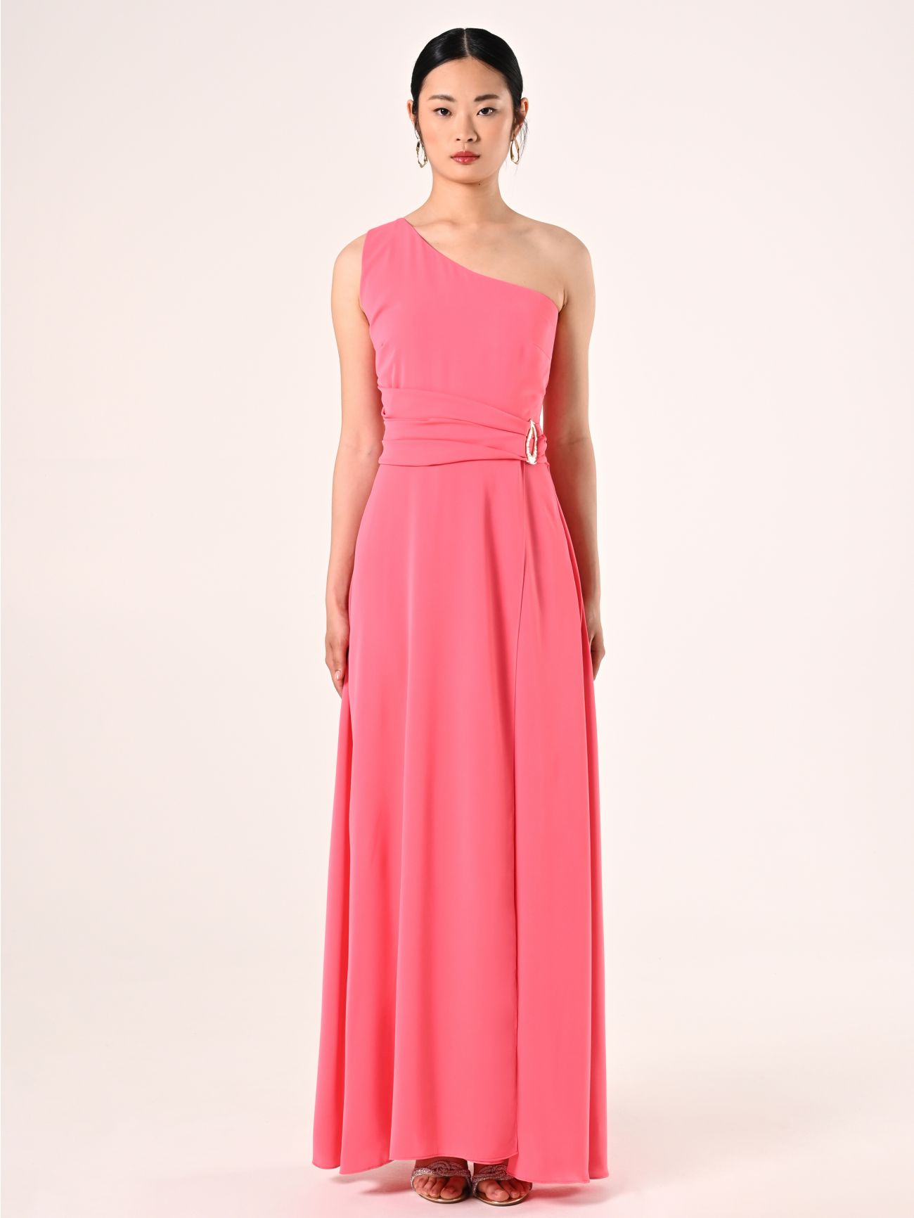 Robe en tissu fluide rose pâle det_1