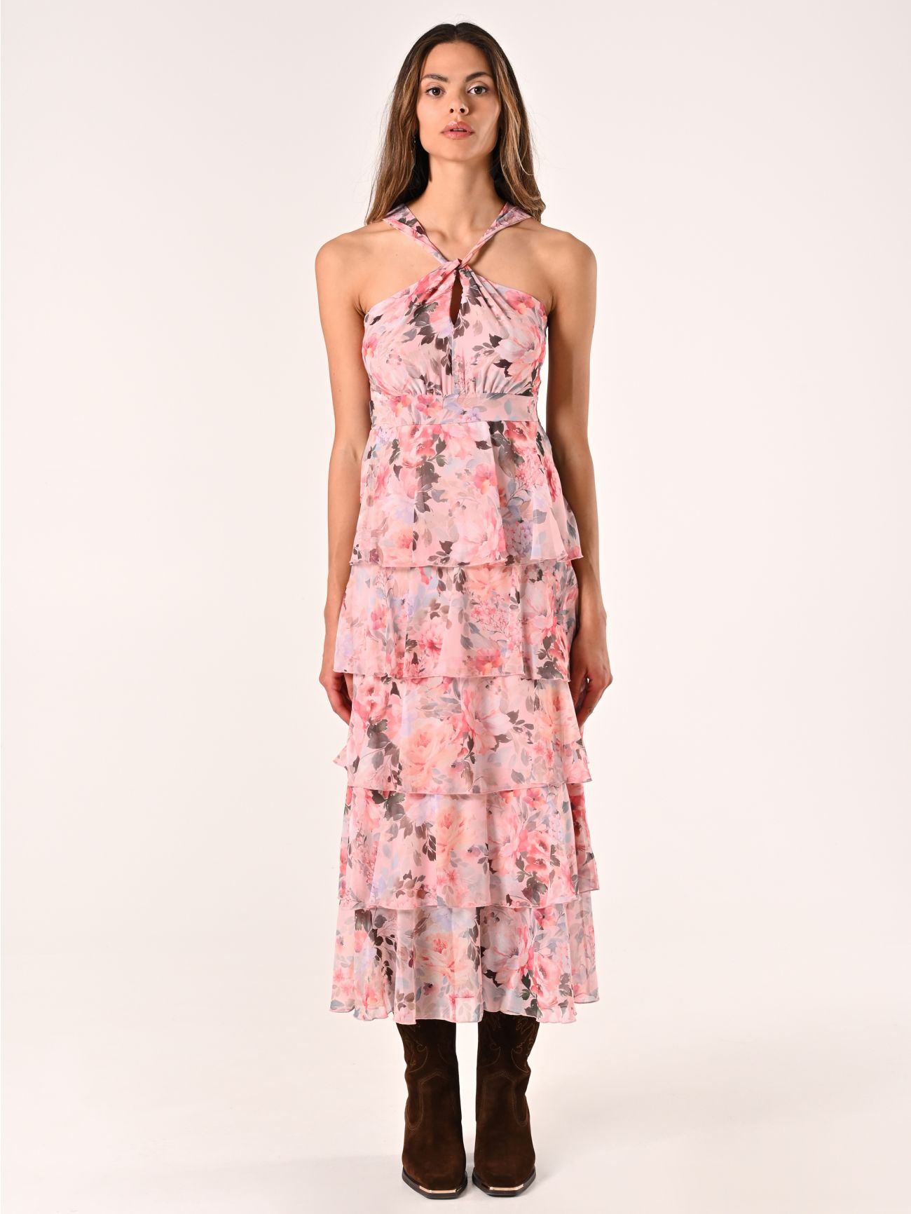 Long Flouncy Floral-print Dress det_1