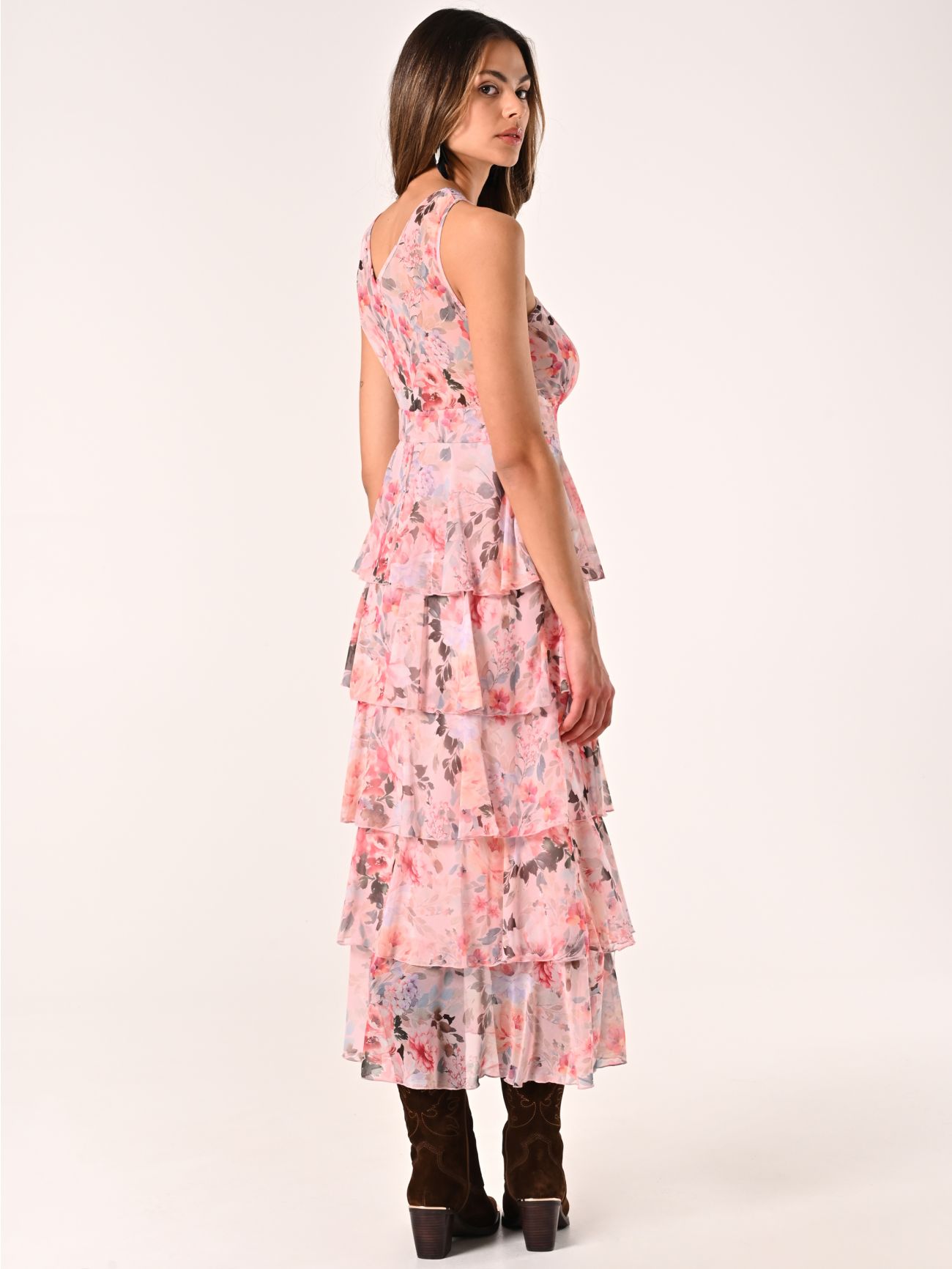 Long Flouncy Floral-print Dress det_3