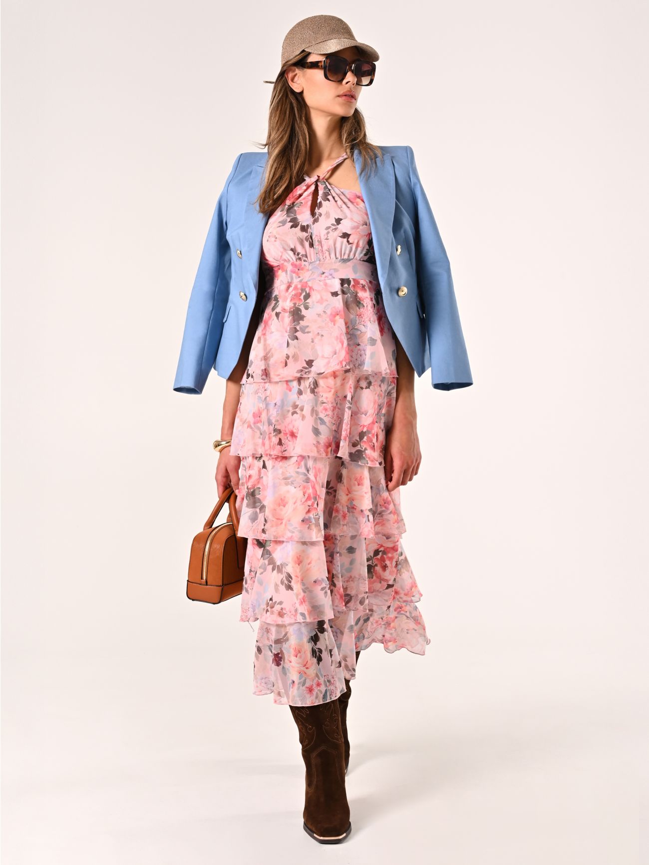 Long Flouncy Floral-print Dress in_i7