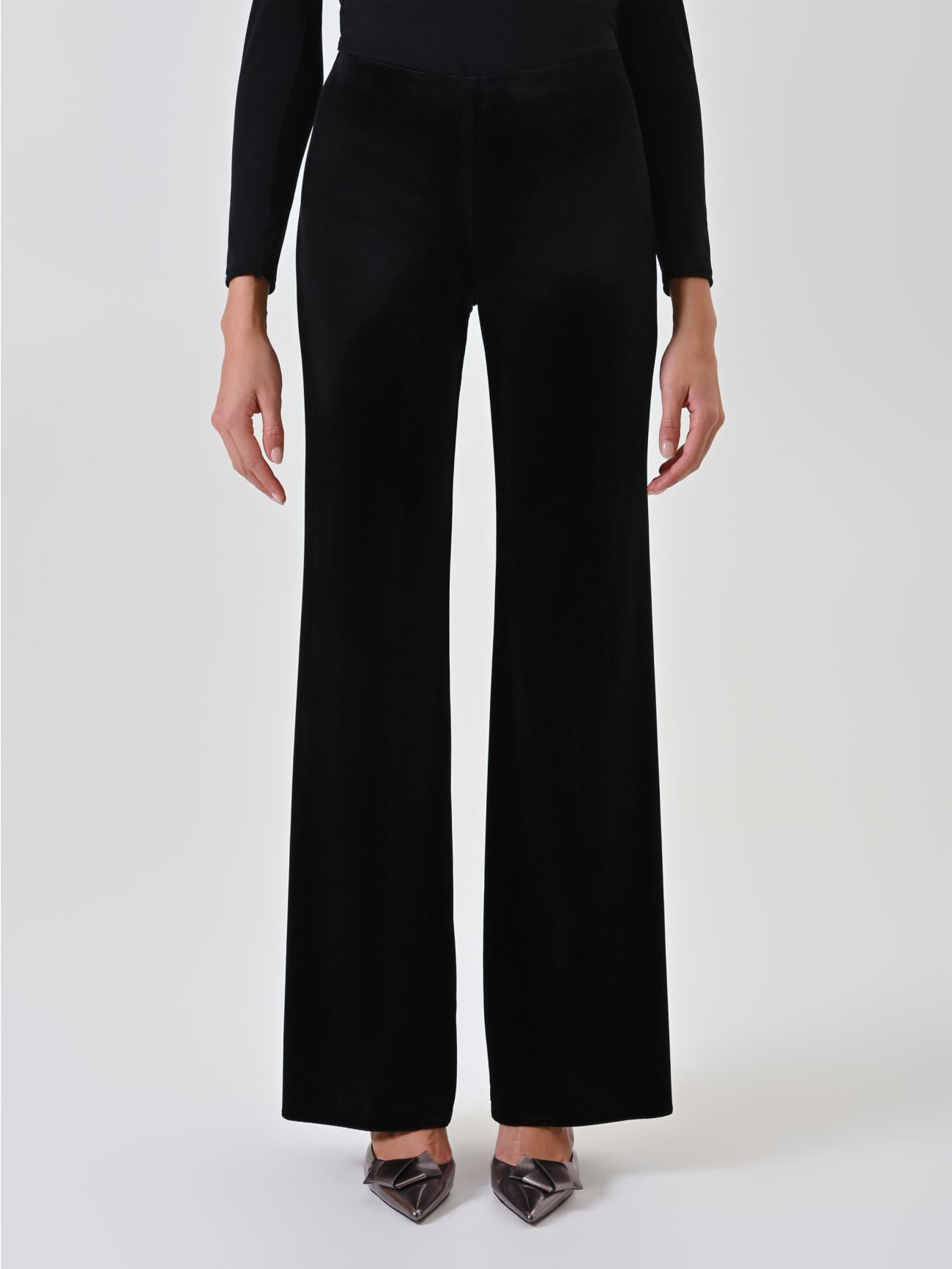 Black Velvet Flare Trousers det_2