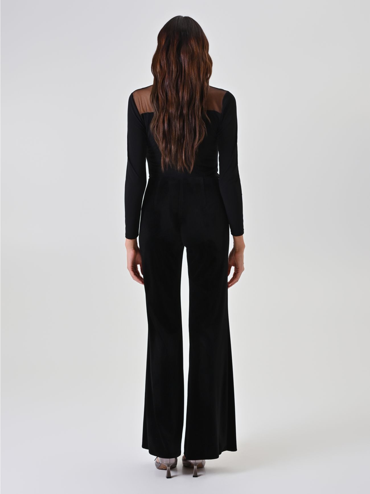 Black Velvet Flare Trousers det_3