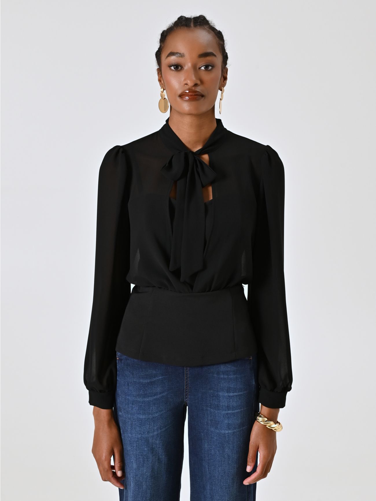 Blusa bustier negra con lazo det_2