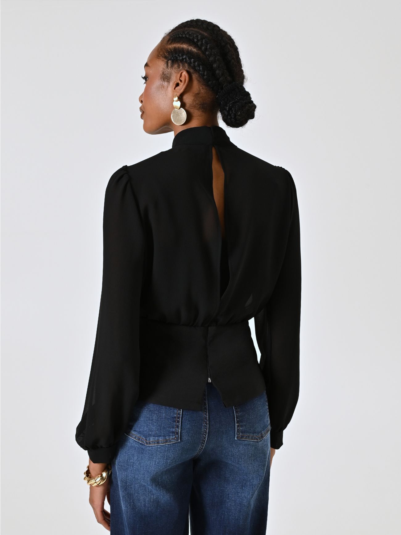 Blusa bustier negra con lazo det_3