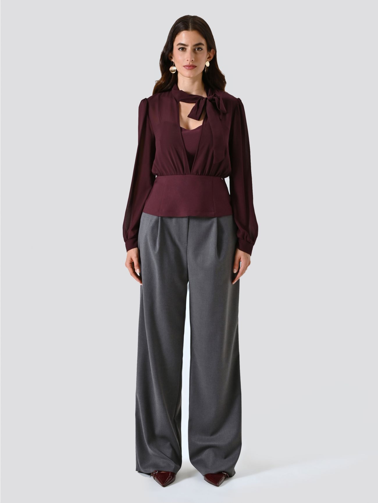 Blouse bordeaux bustier avec nœud det_1