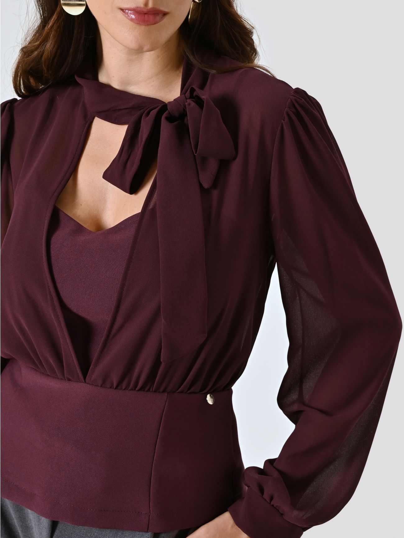 Blouse bordeaux bustier avec nœud in_i5
