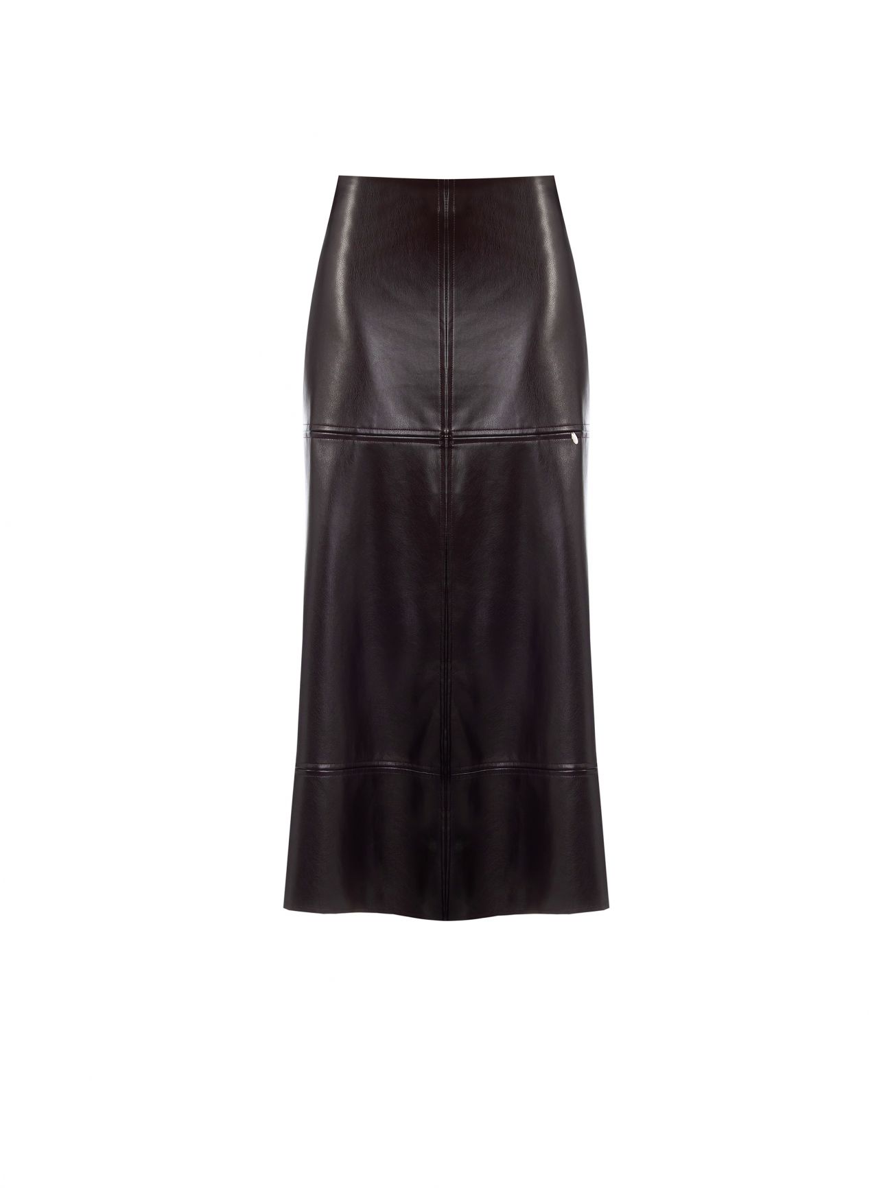 Jupe midi chocolat en simili cuir det_4