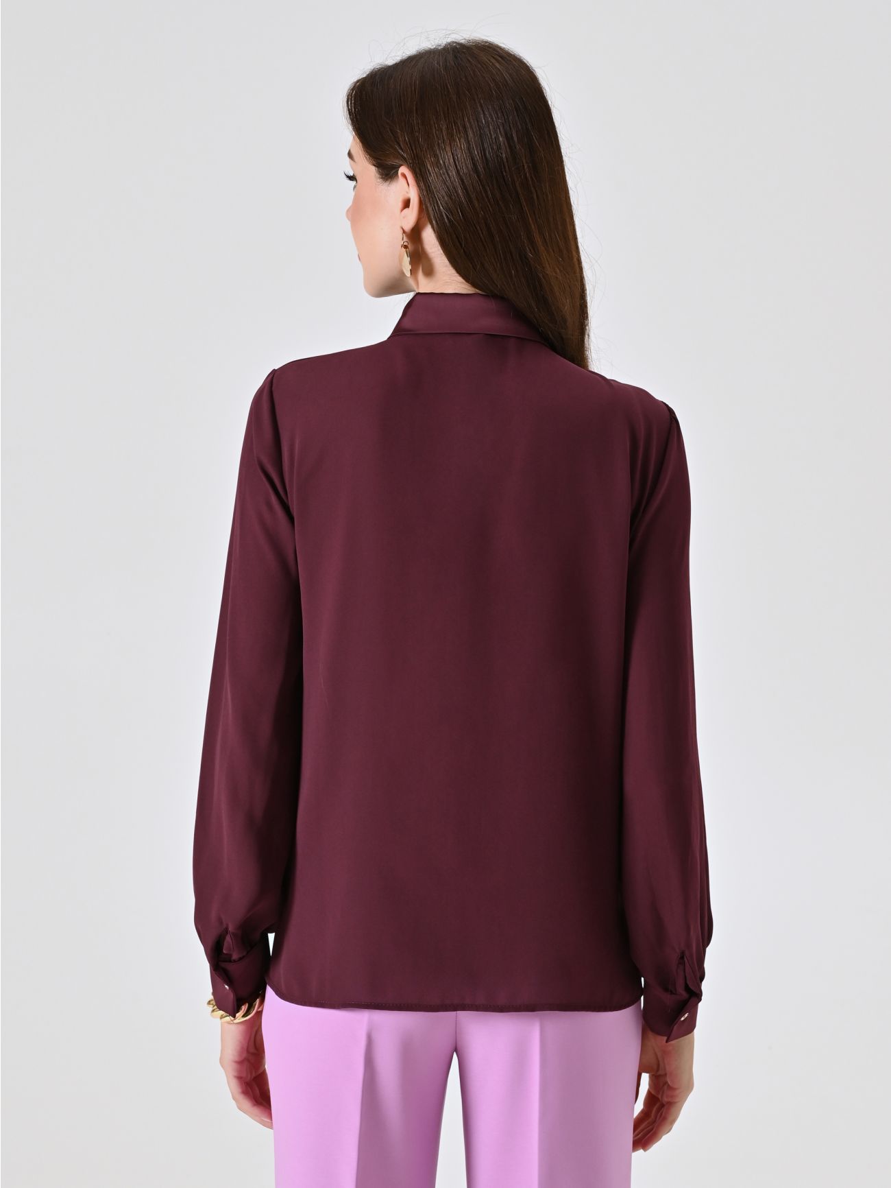 Camicia Bordeaux con Fiocco Removibile det_3