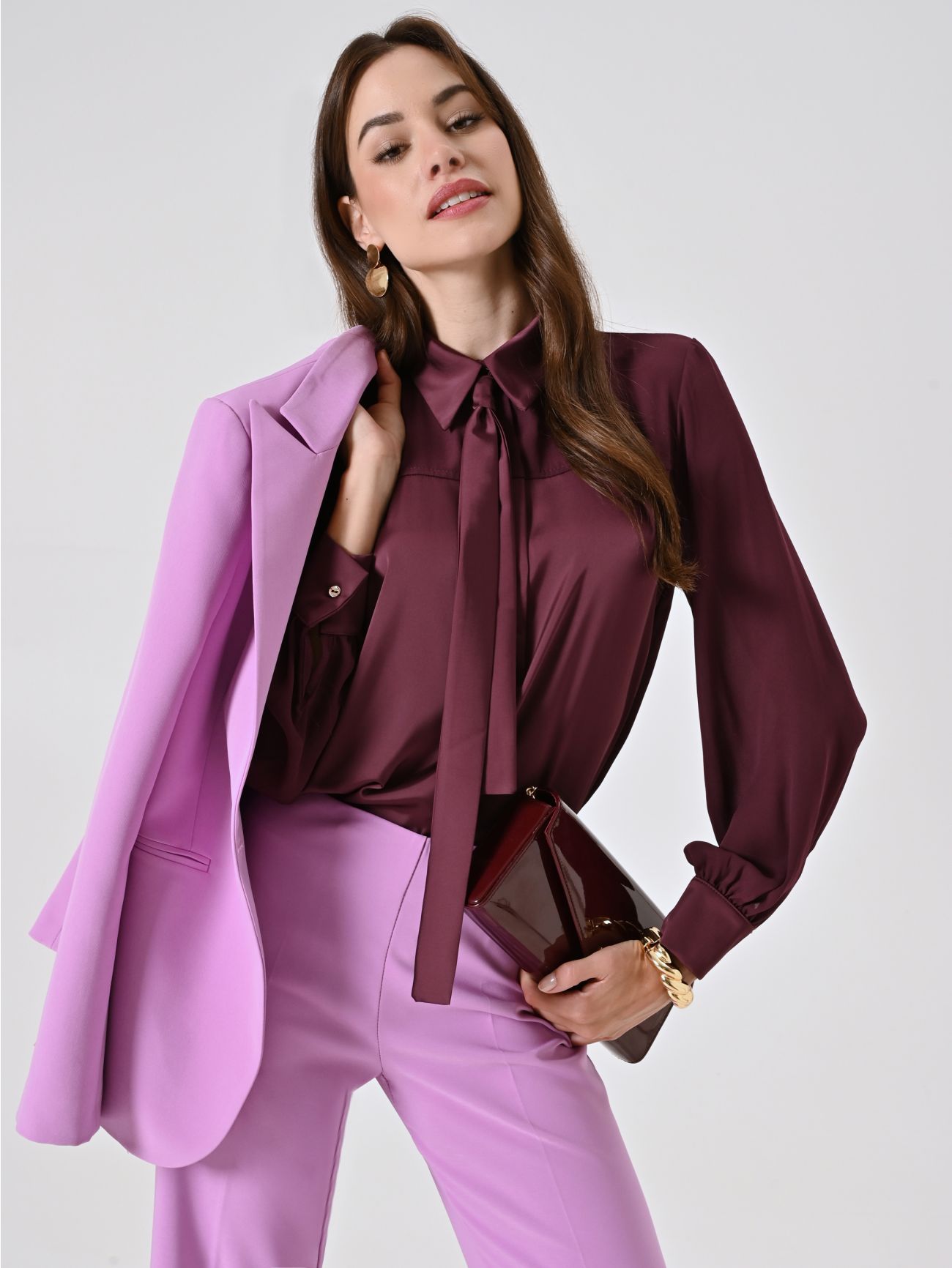 Camicia Bordeaux con Fiocco Removibile sp_e1