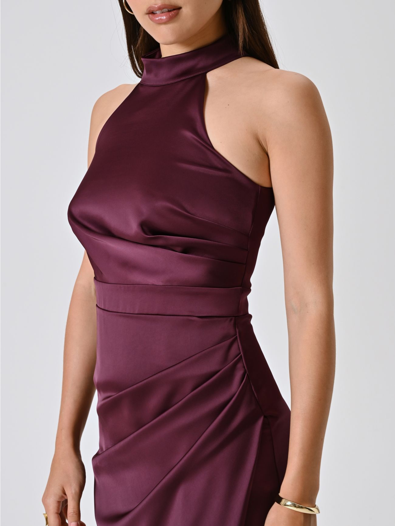 Abito Lungo Bordeaux con Scollo all'Americana in_i5