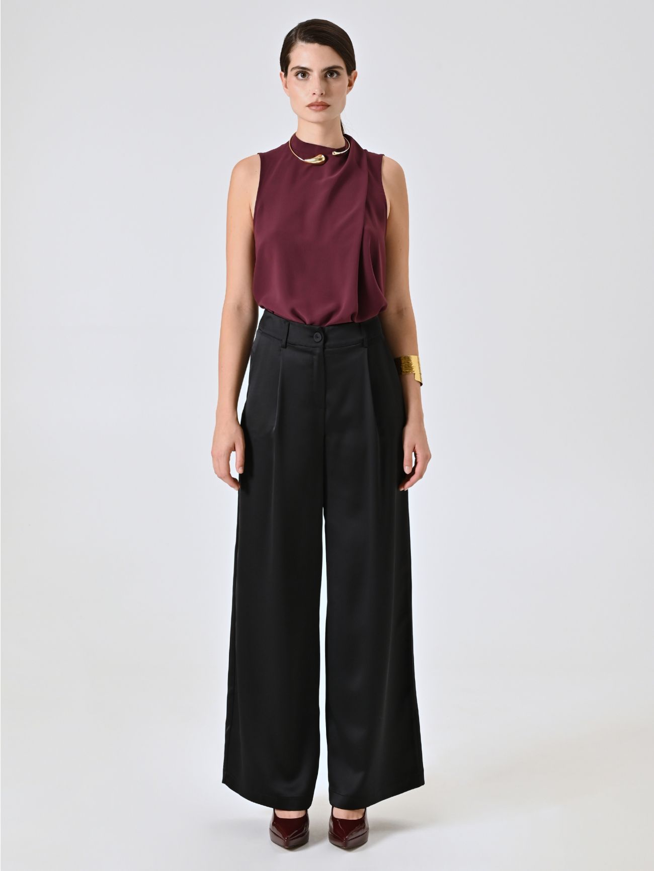 Pantalon noir en satin det_1