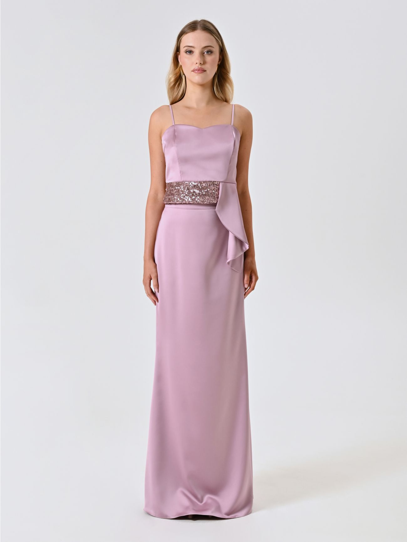 Top in Malvenrosa aus Satin mit Pailletten det_1