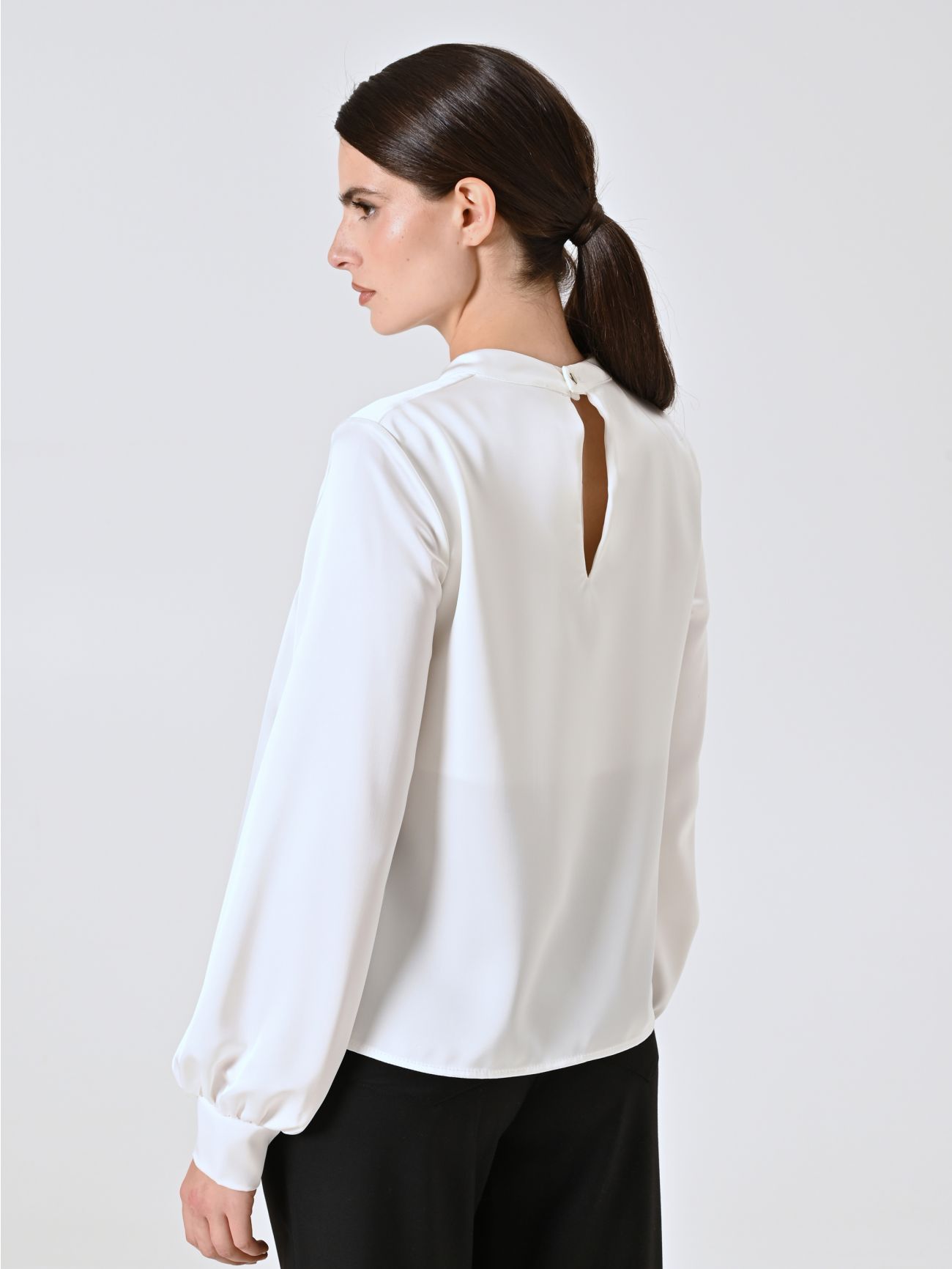 White Satin Blouse with Cut-Out Detail det_3