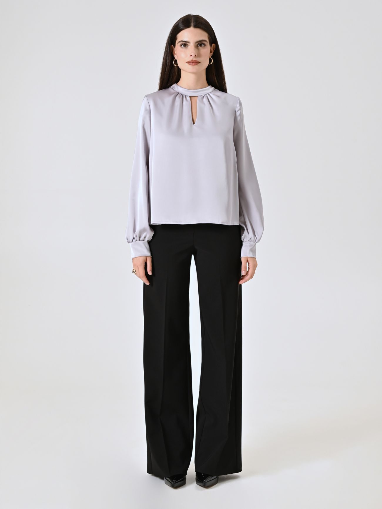 Satin Blouse with Cut-Out Detail det_1
