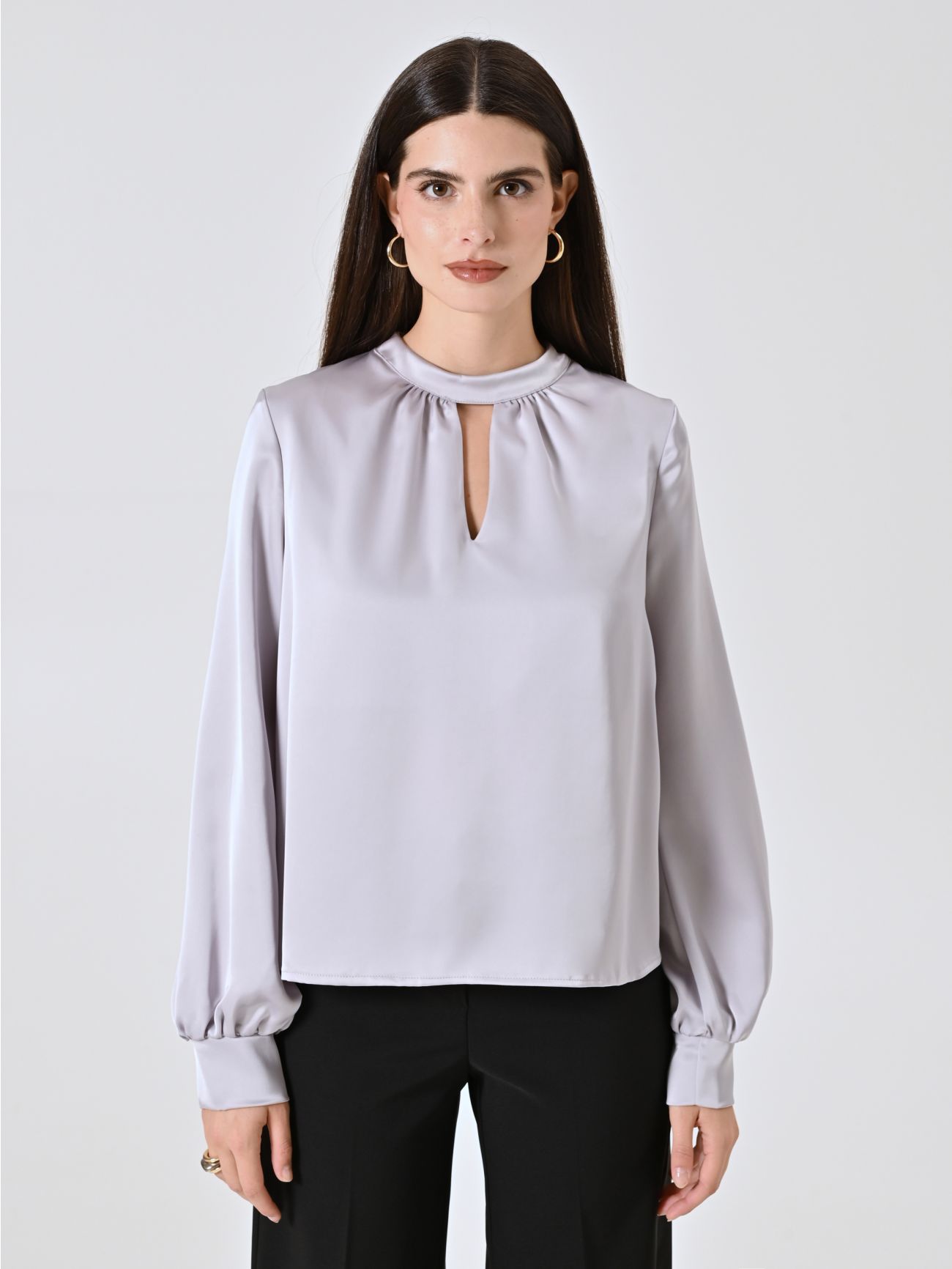 Satin Blouse with Cut-Out Detail det_2