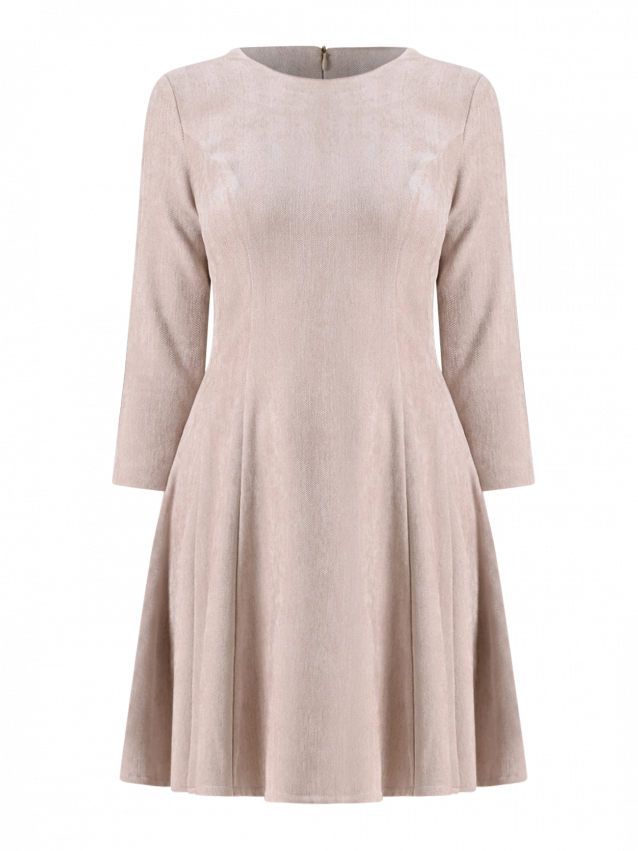 Short Flared Dress in Beige Chenille 5 Rinascimento Short Flared Dress in Beige Chenille det_4
