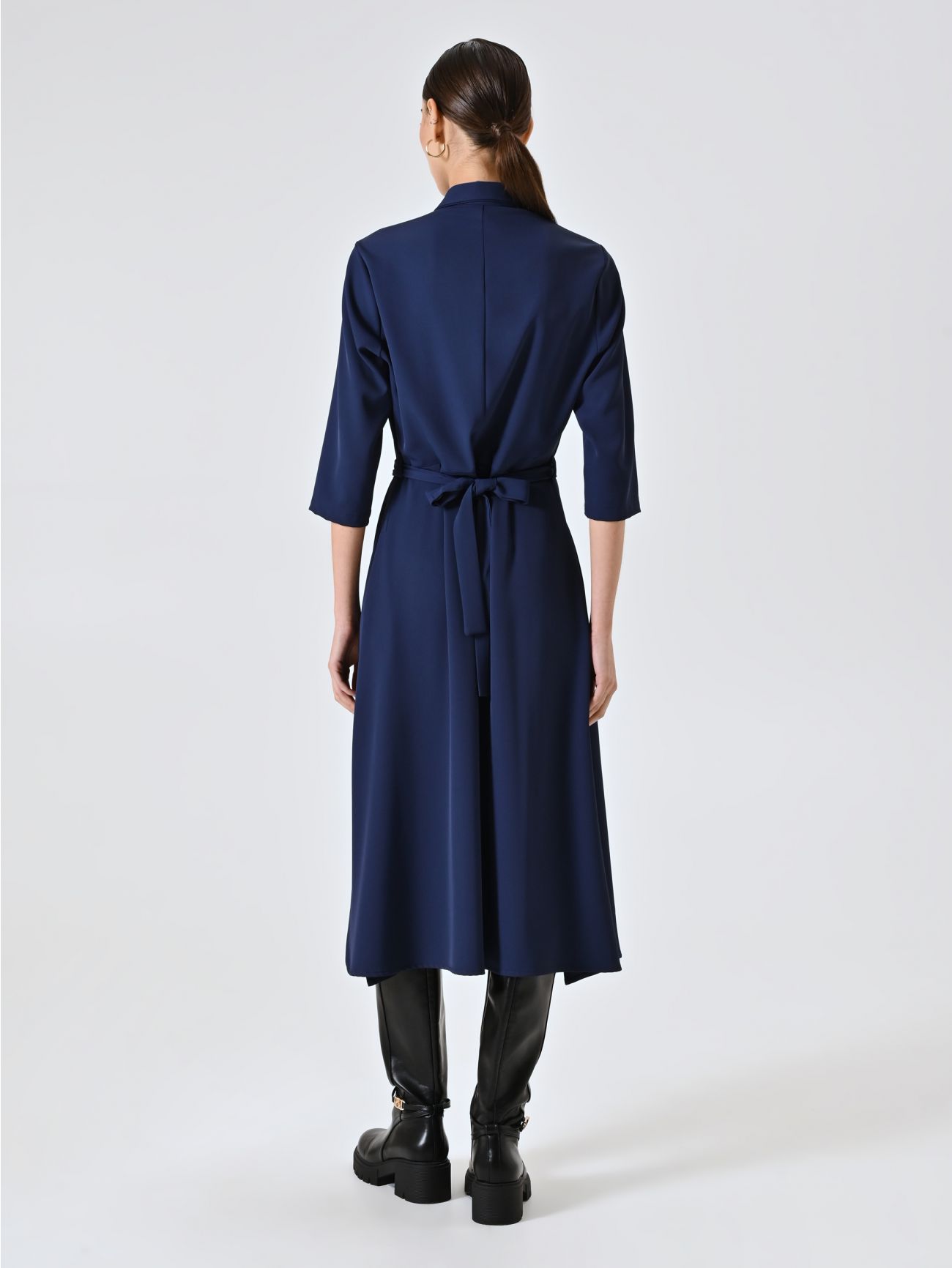 Chemisier in Cadi Blu Navy det_3