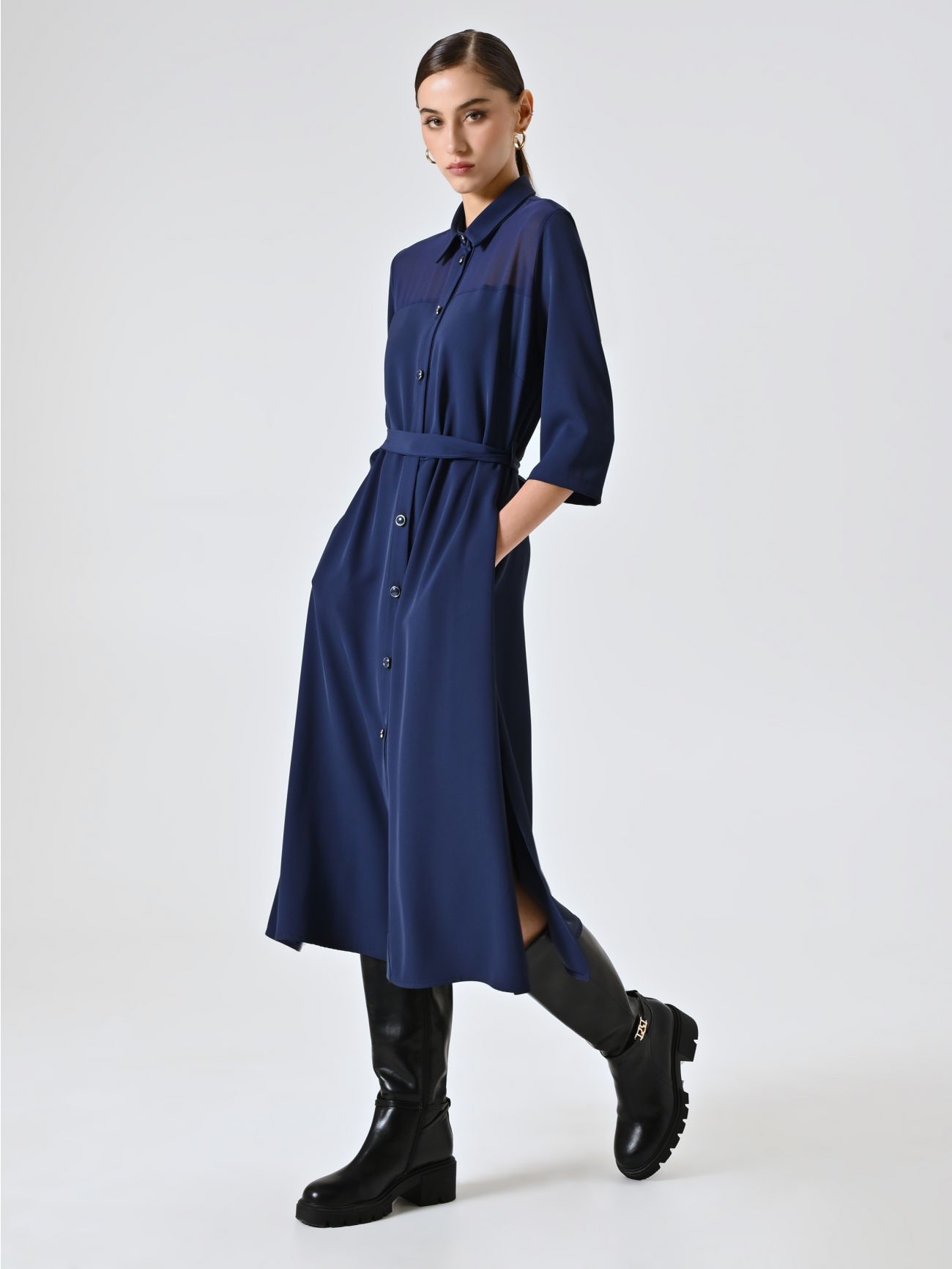 Chemisier in Cadi Blu Navy in_i7