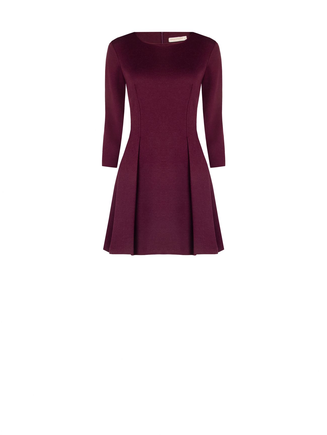 Kleid mit Tellerrock in Bordeaux det_4