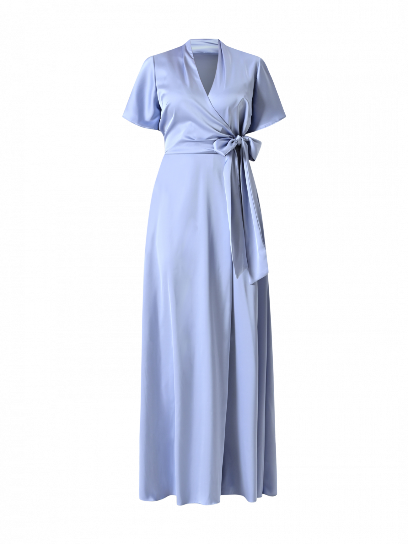 Robe longue bleu ciel à nœud det_4