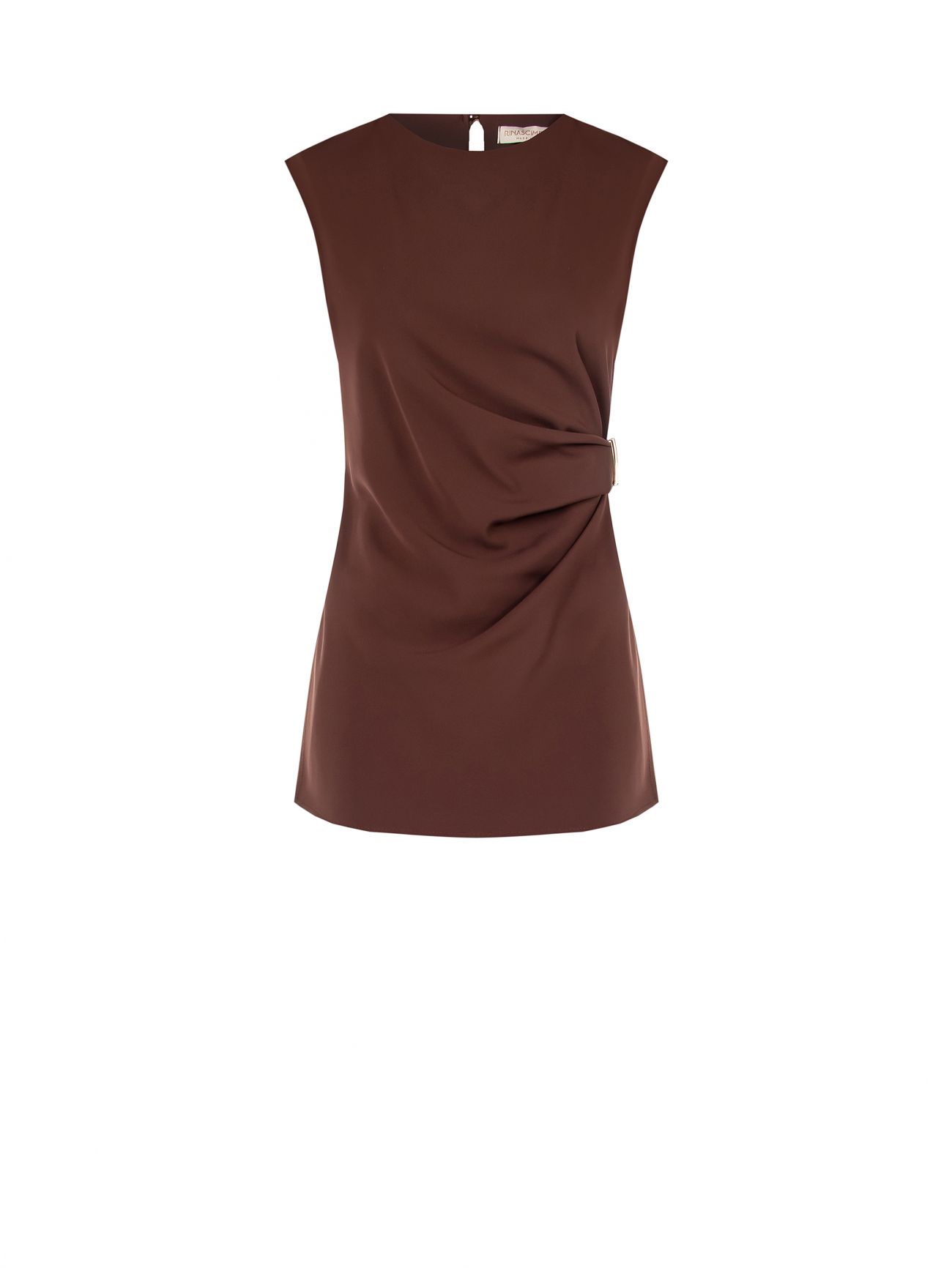 Brown Top with Drape and Jewel det_4